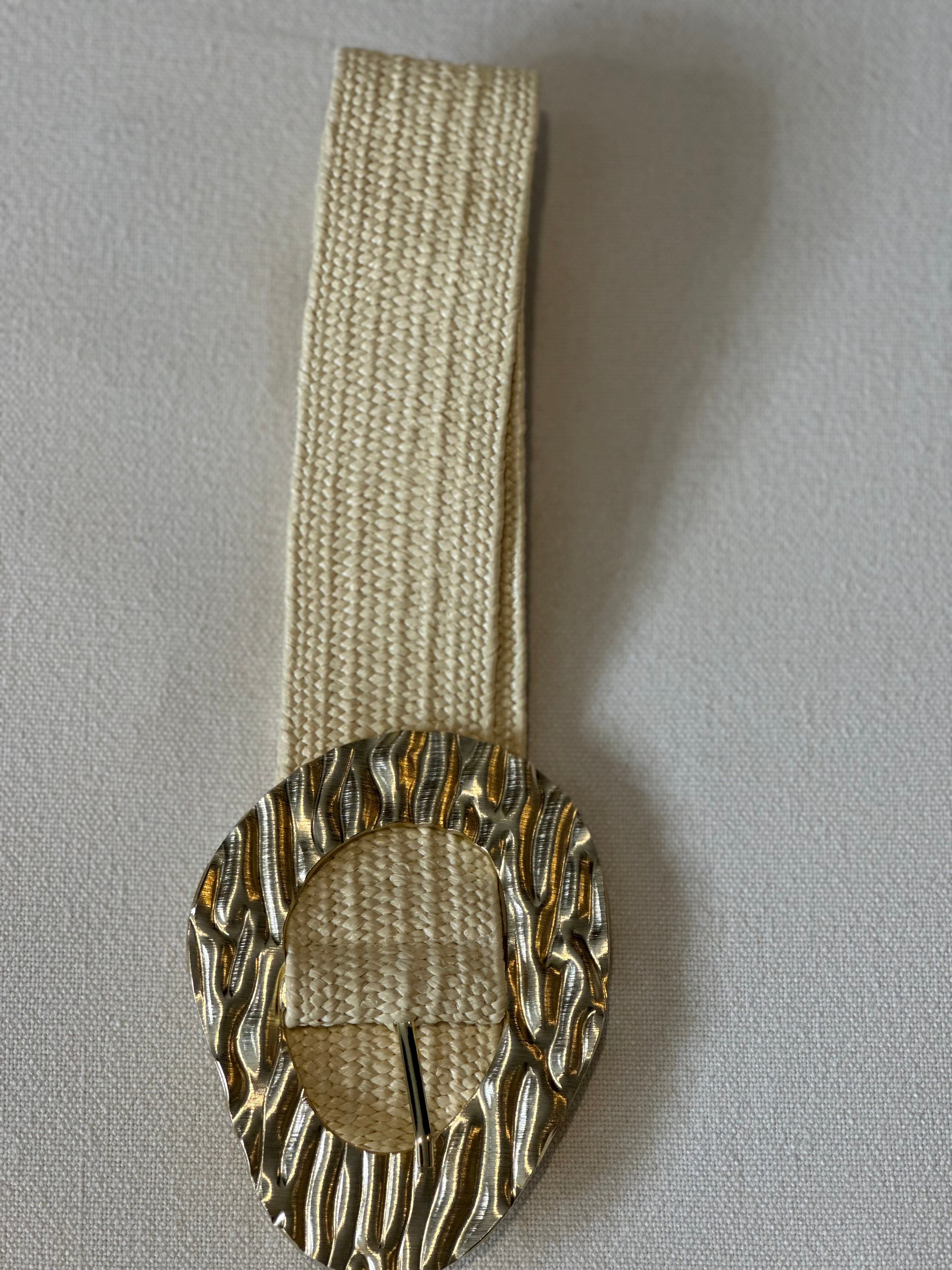 Cinturón rafia crema