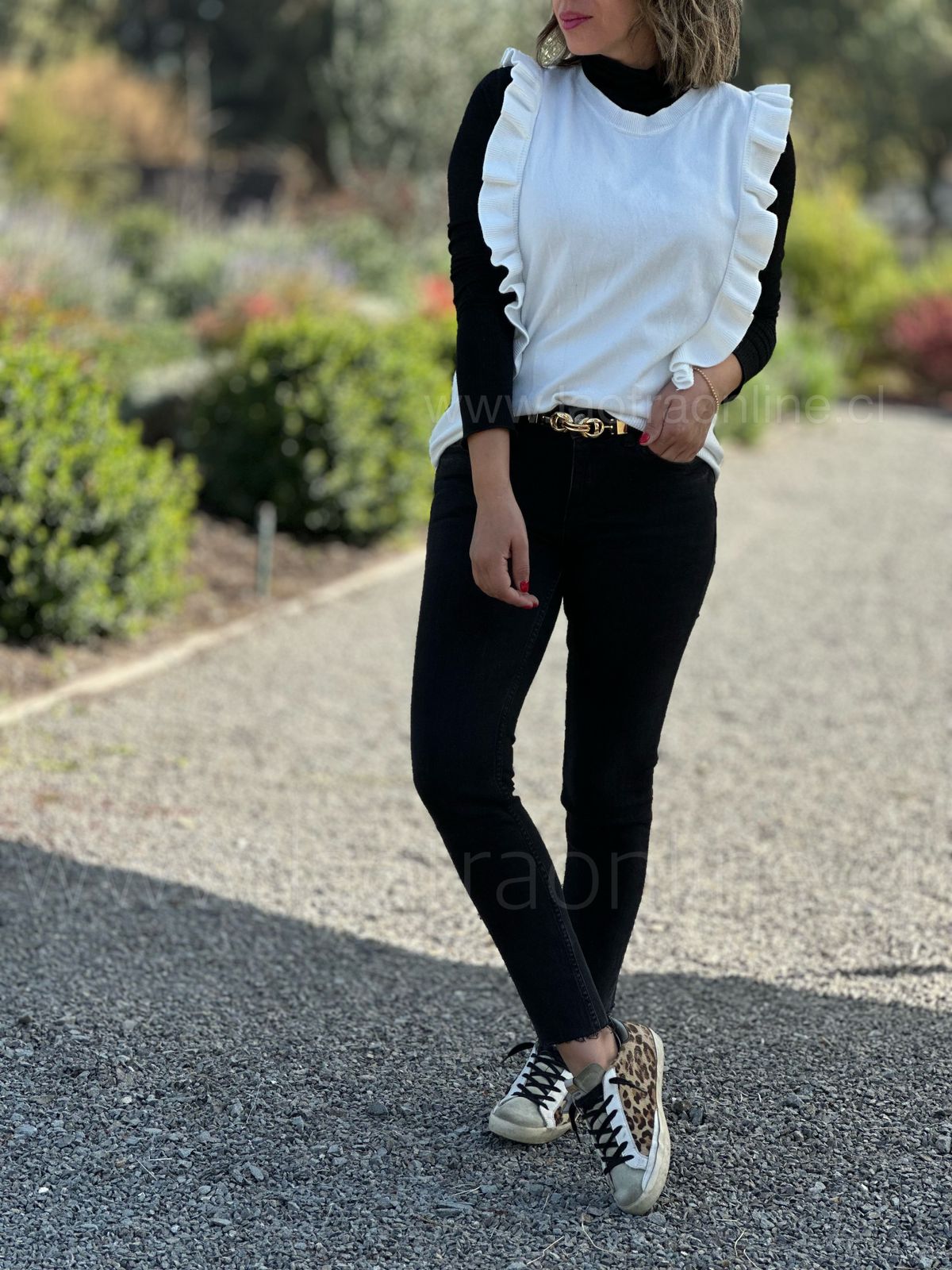 Sweater sin mangas hilo vuelos blanco