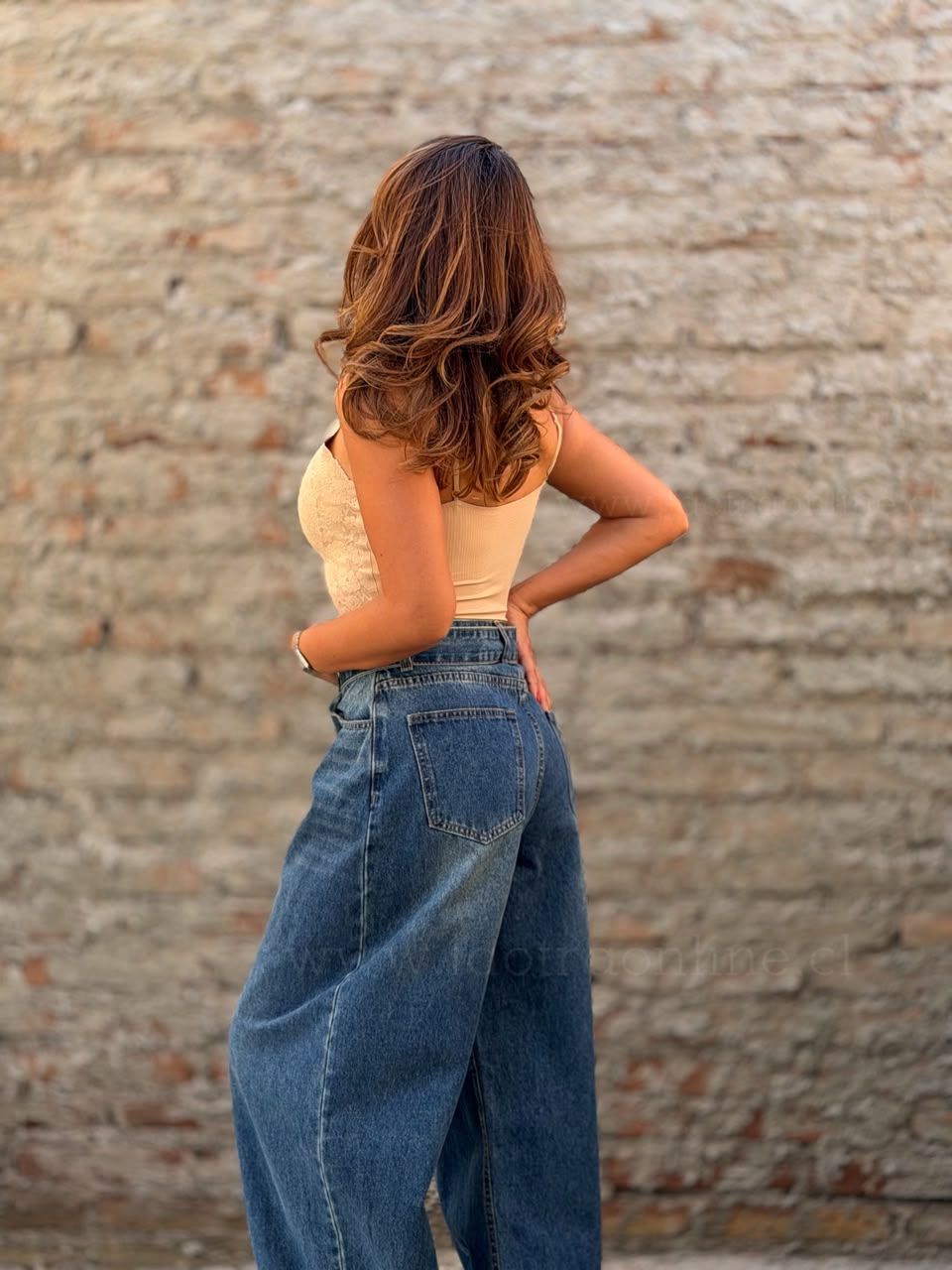 Jeans Baggy cinto azul