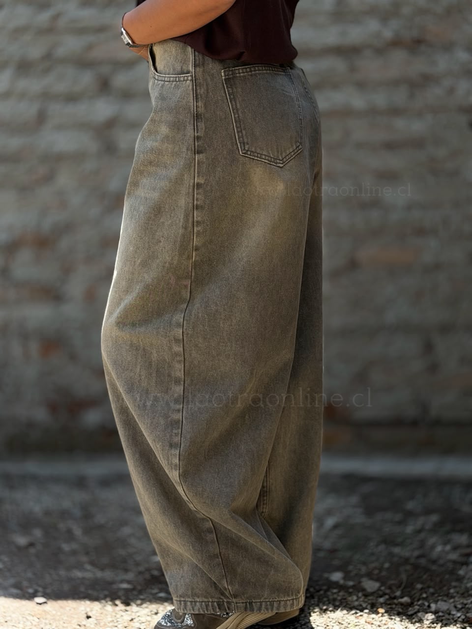 Jeans Baggy cinto gris óxido