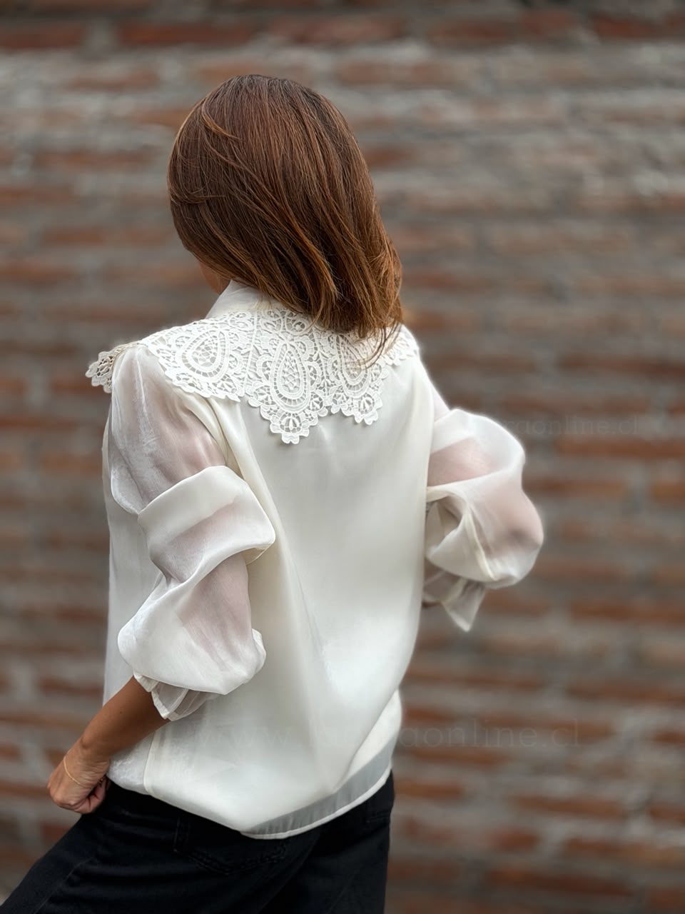 Blusa Princesa de Gales crema