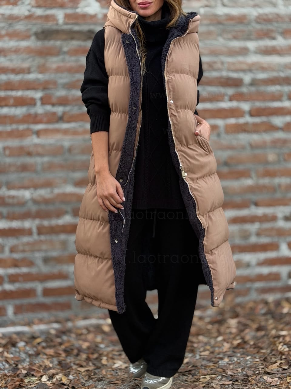 Sin mangas reversible camel