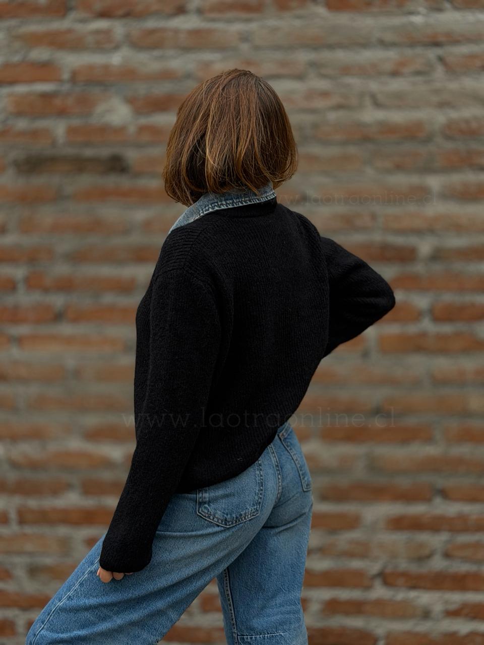 Chaleco cierre blusa mentirosa negro