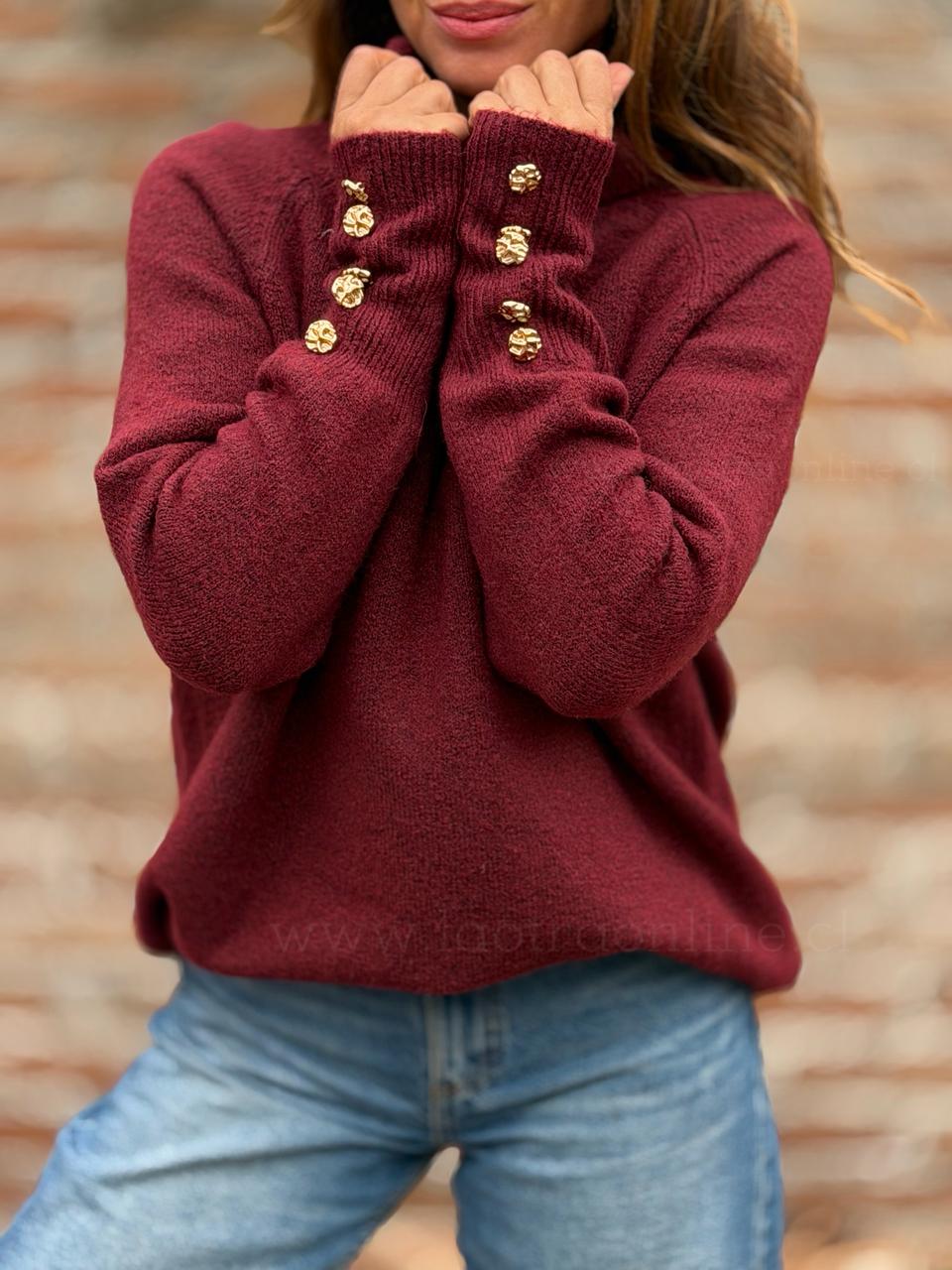 Sweater Cuello subido soft cherry