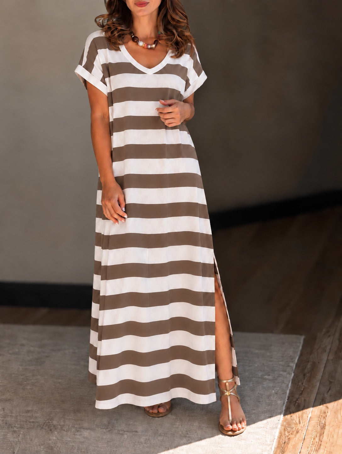 Vestido Rayas crema