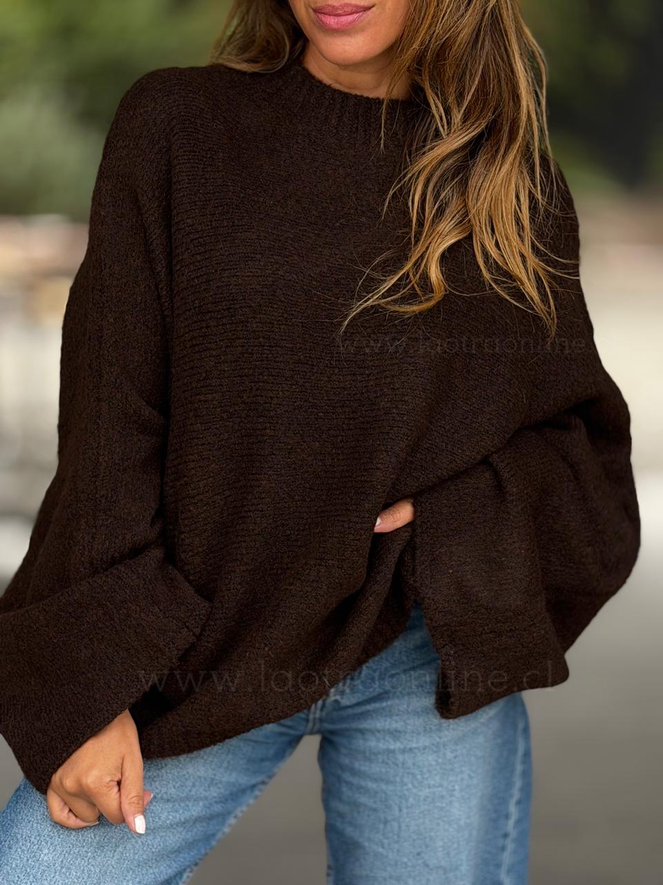 Sweater manga kimono marrón oscuro