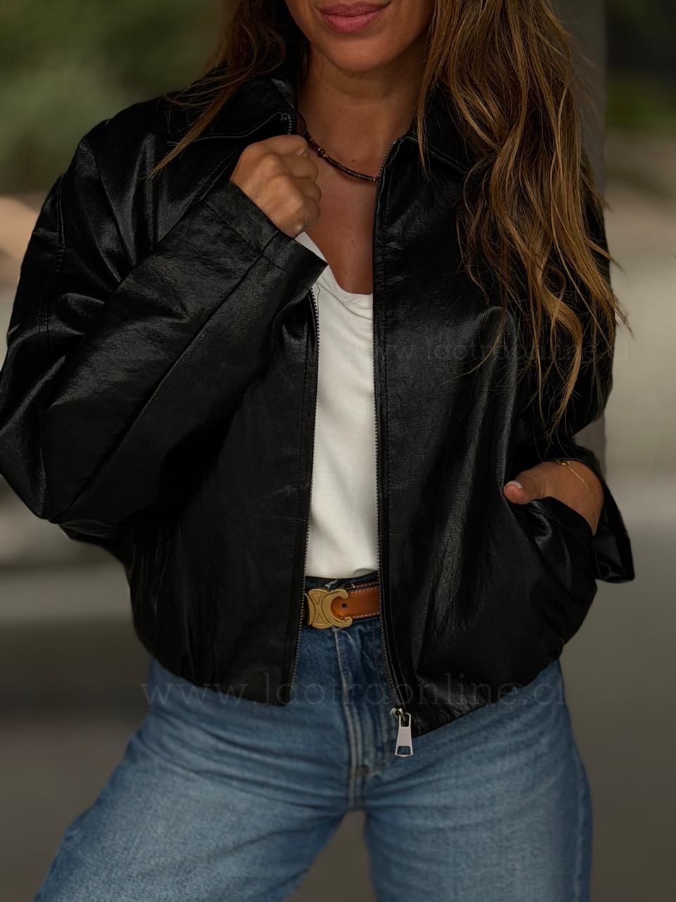 Bomber Ecocuero negro