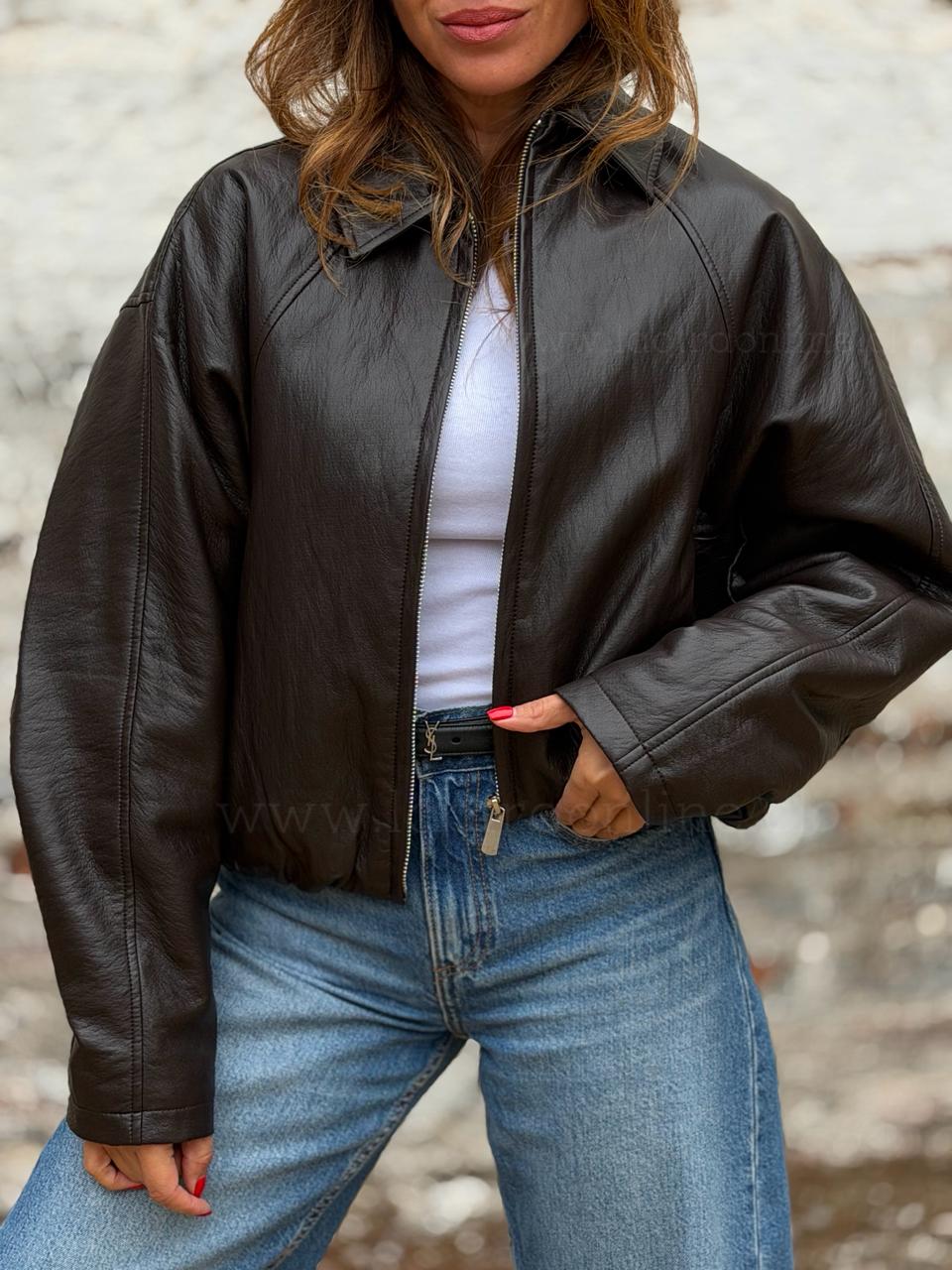 Bomber Ecocuero Patagonia marron