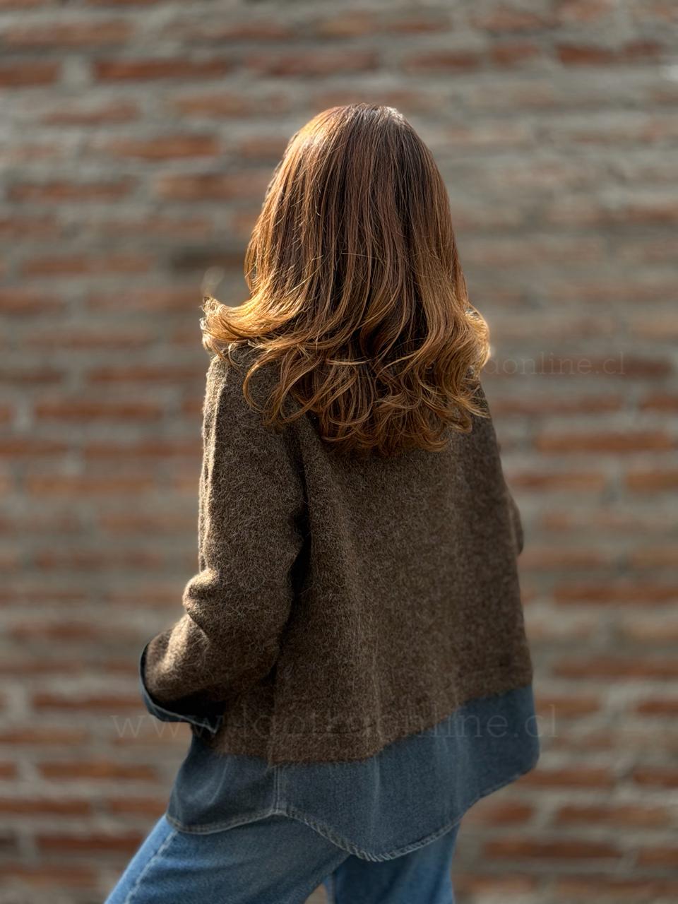 Chaleco cierre blusa mentirosa marrón