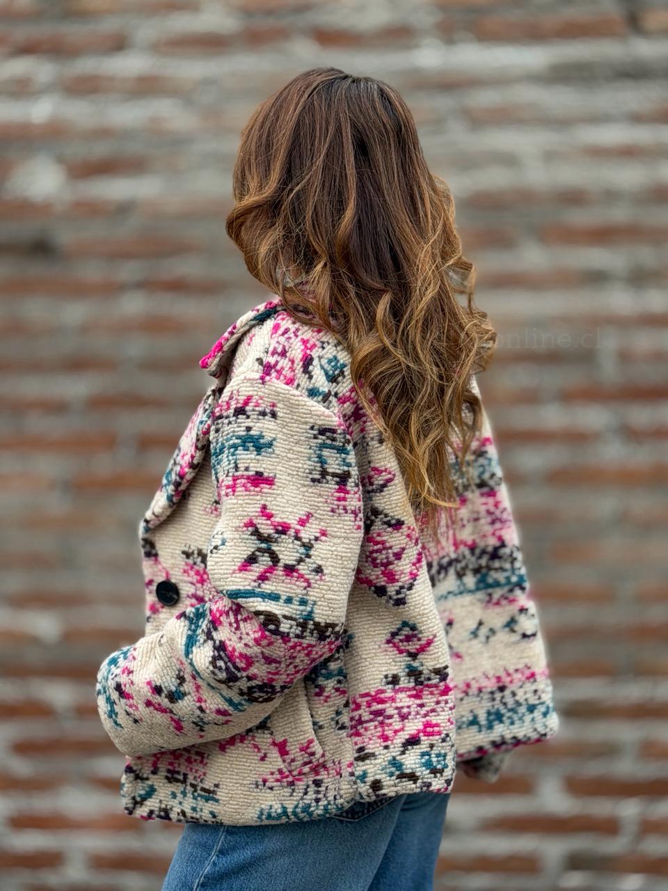 Abrigo/Blazer Italiano crema/fucsia