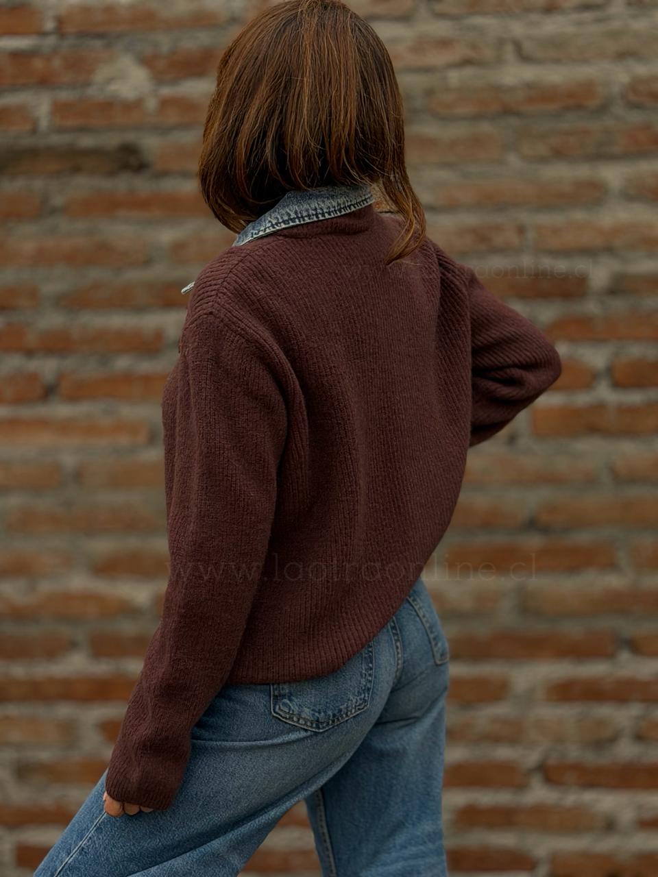 Chaleco cierre blusa mentirosa choco