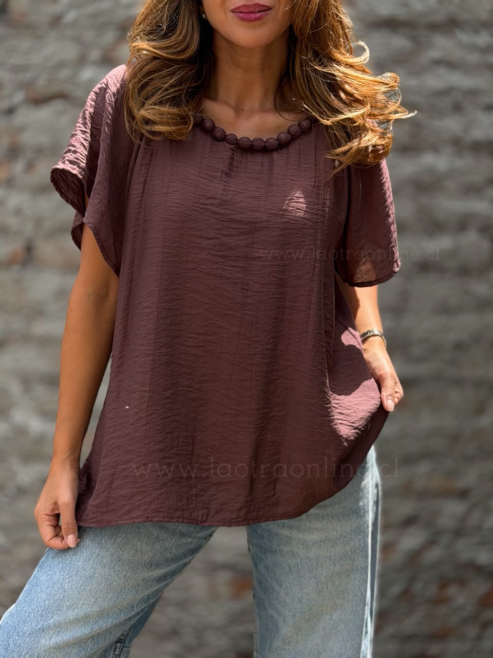 Polera Con collar marrón
