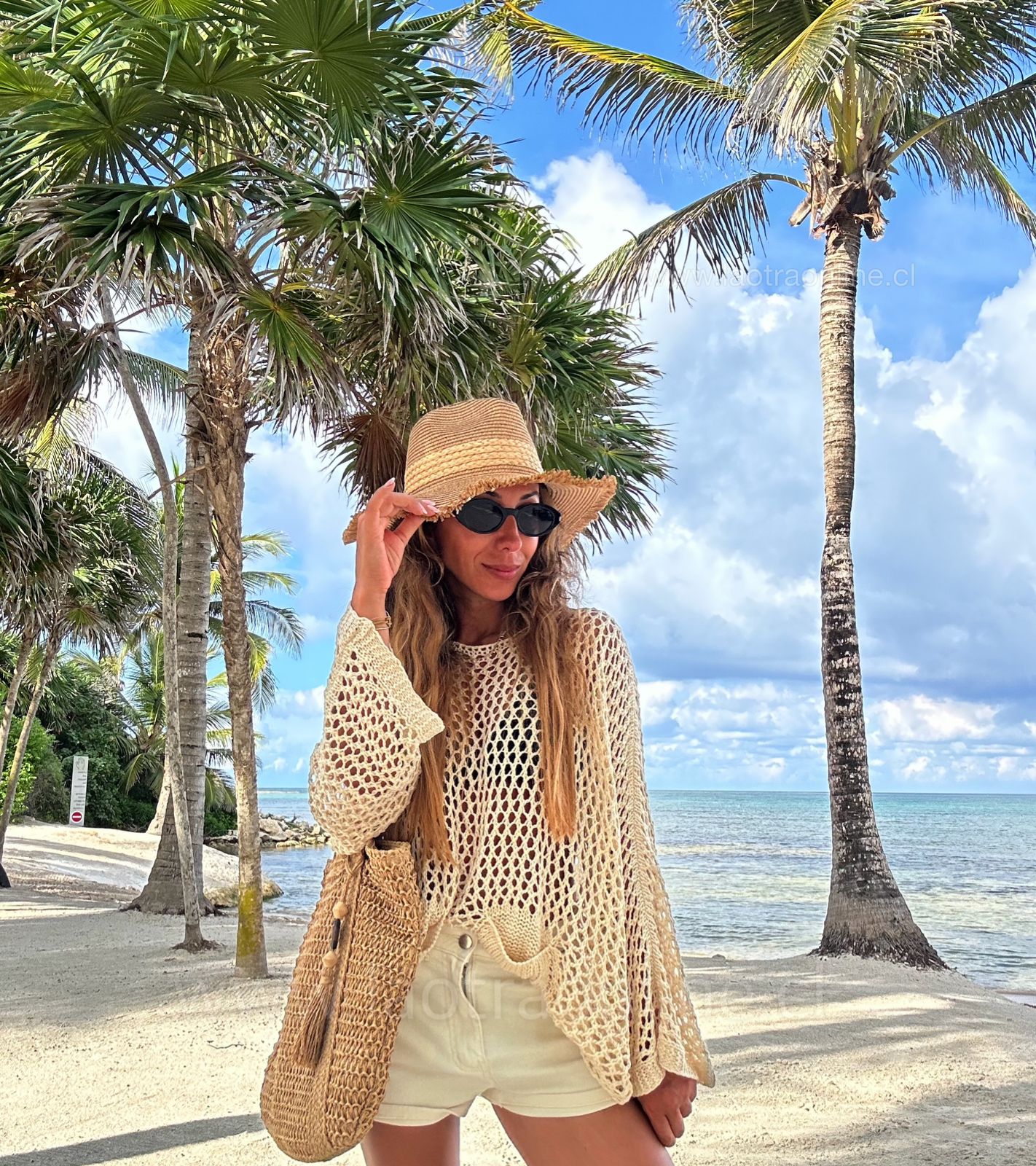 Maxi sweater red hilo camel