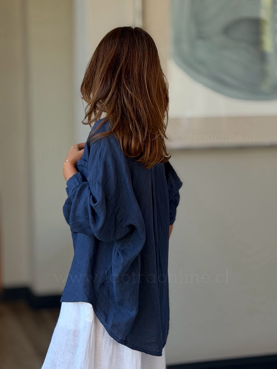 Camisa Lino Italia azul