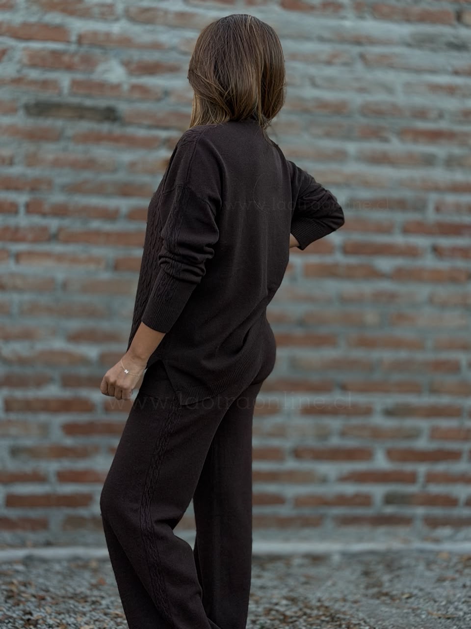 Conjunto Sweater+Pantalón tejido marrón
