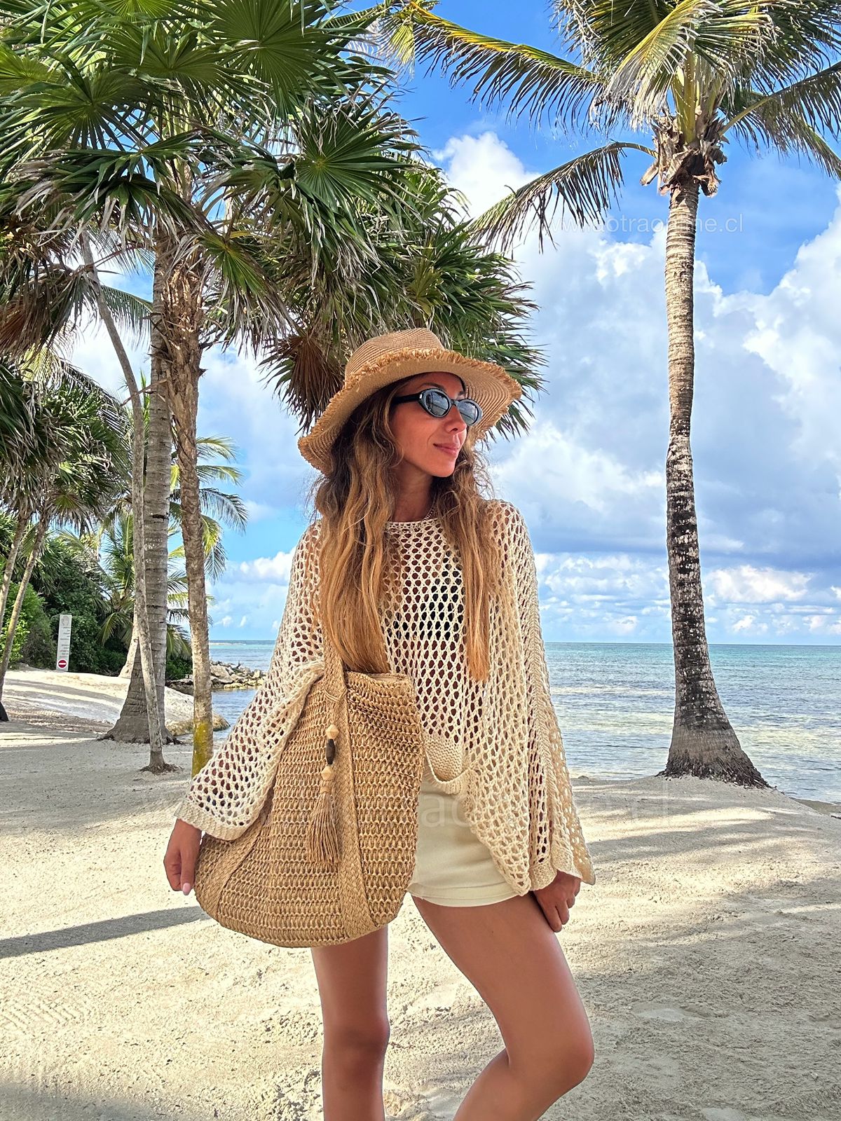 Maxi sweater red hilo camel