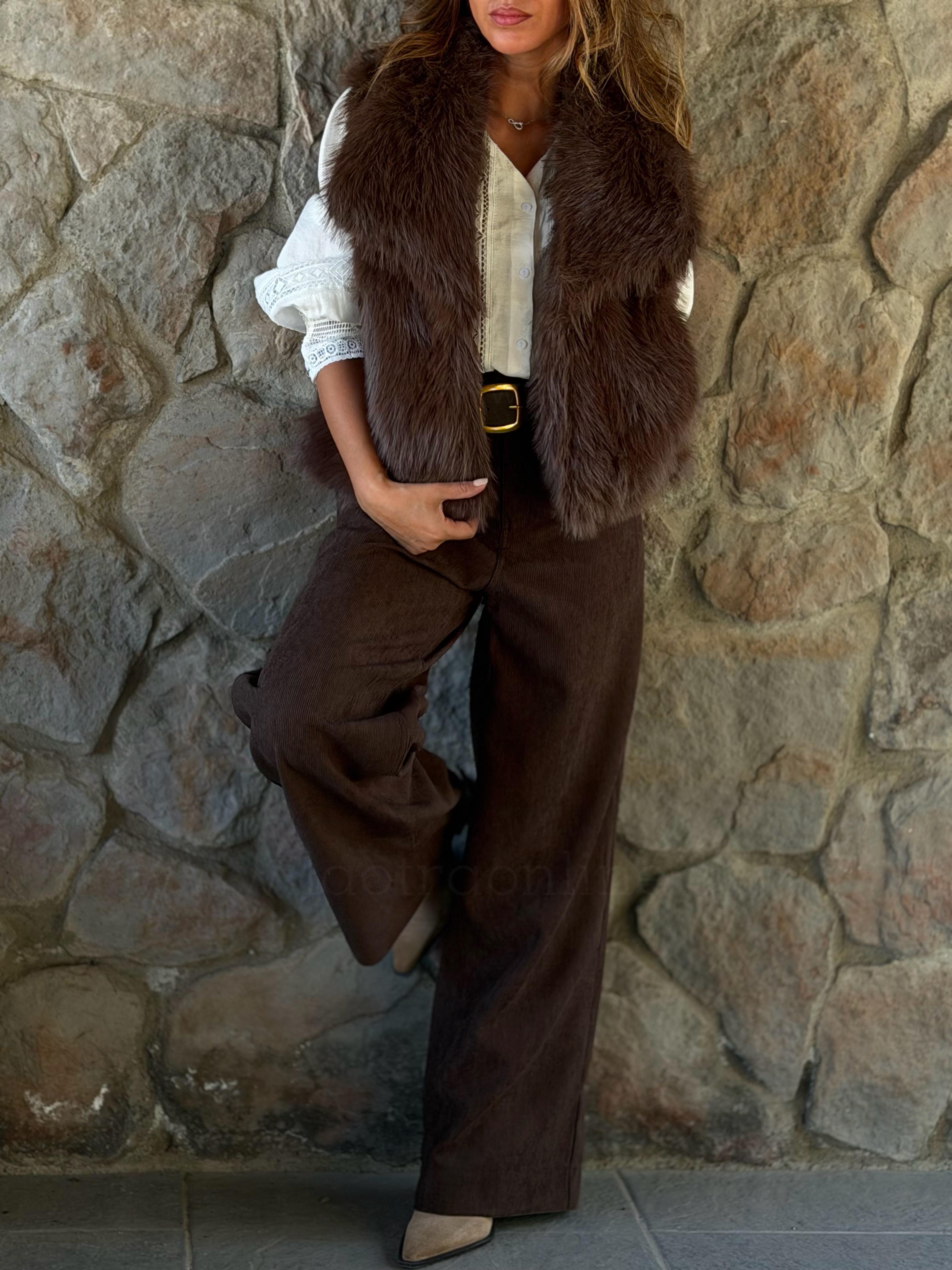 Pantalón Cotele+Cinturón marron