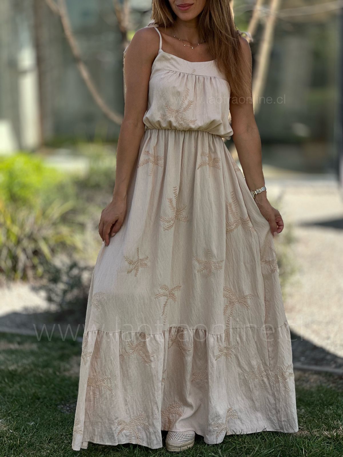 Vestido Palmeras camel