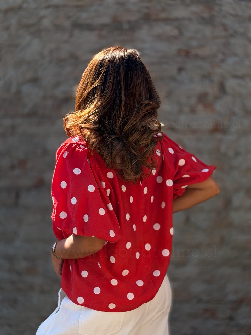Polera maxi lunar rojo