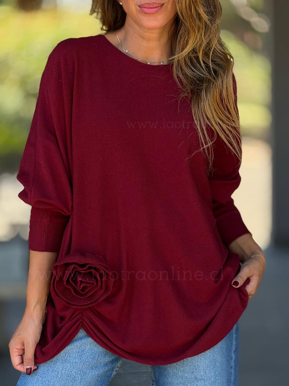 Sweater Flor relieve rojo