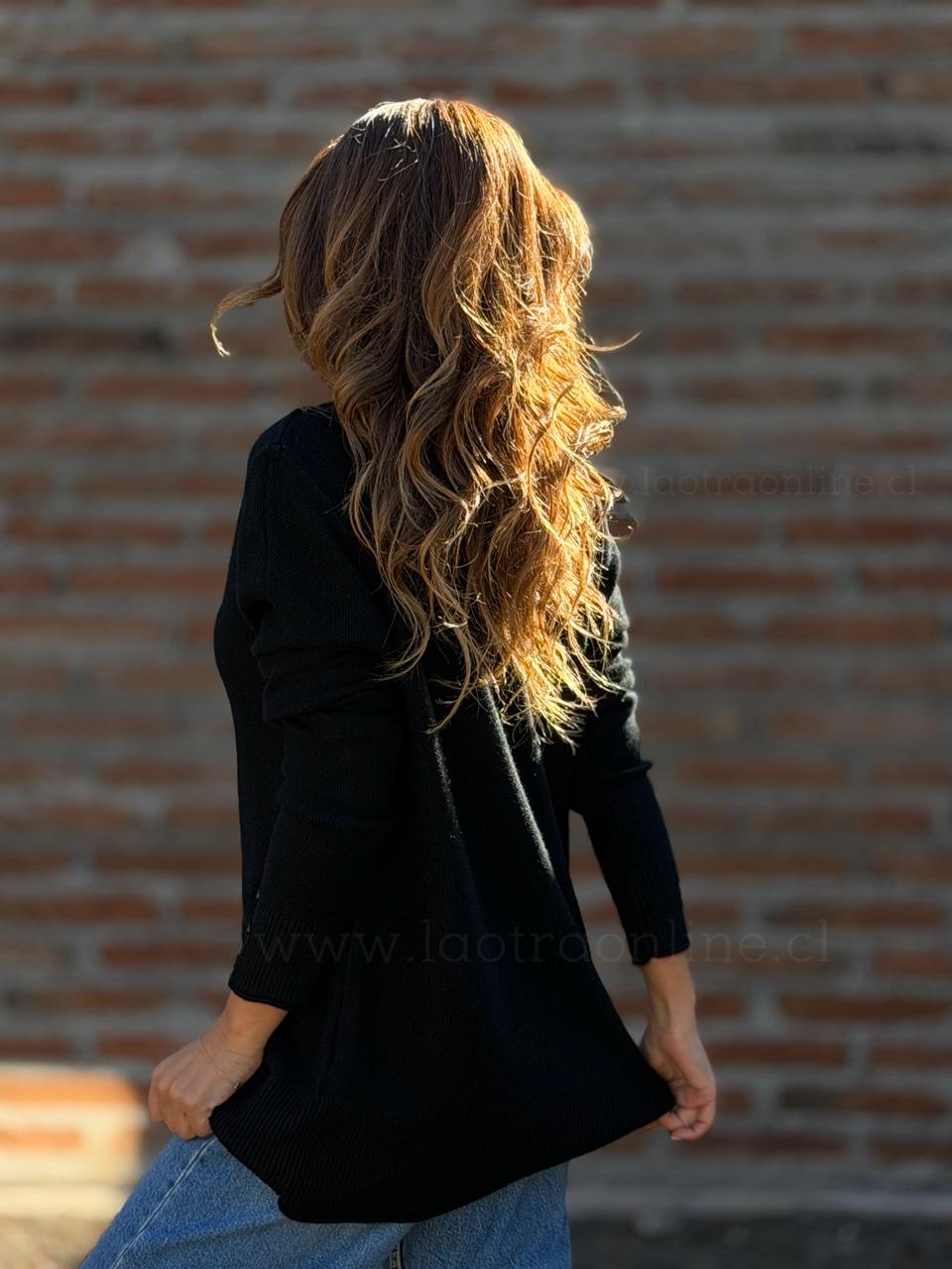Sweater punto arroz negro