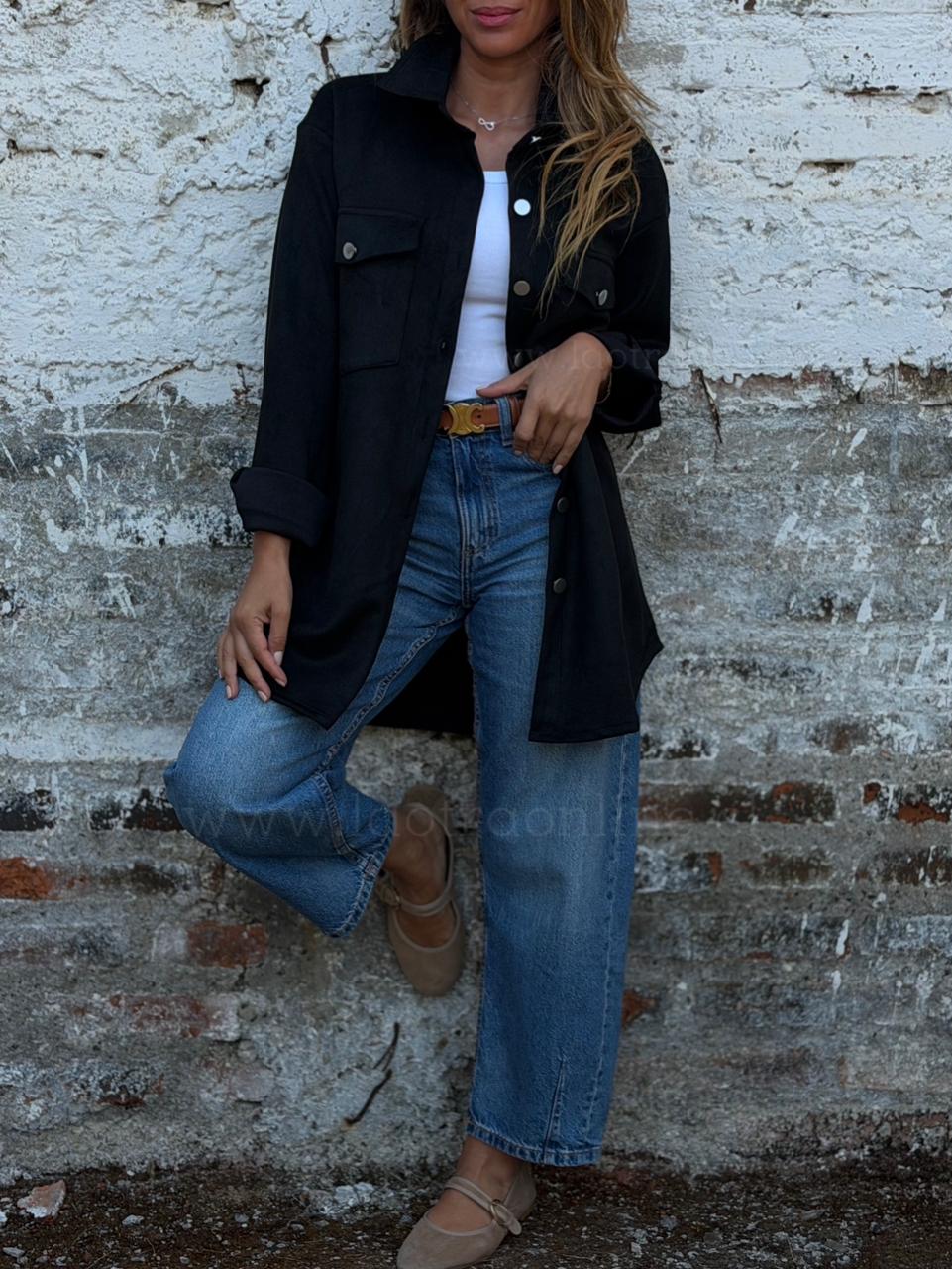 Sobre camisa Suede negro