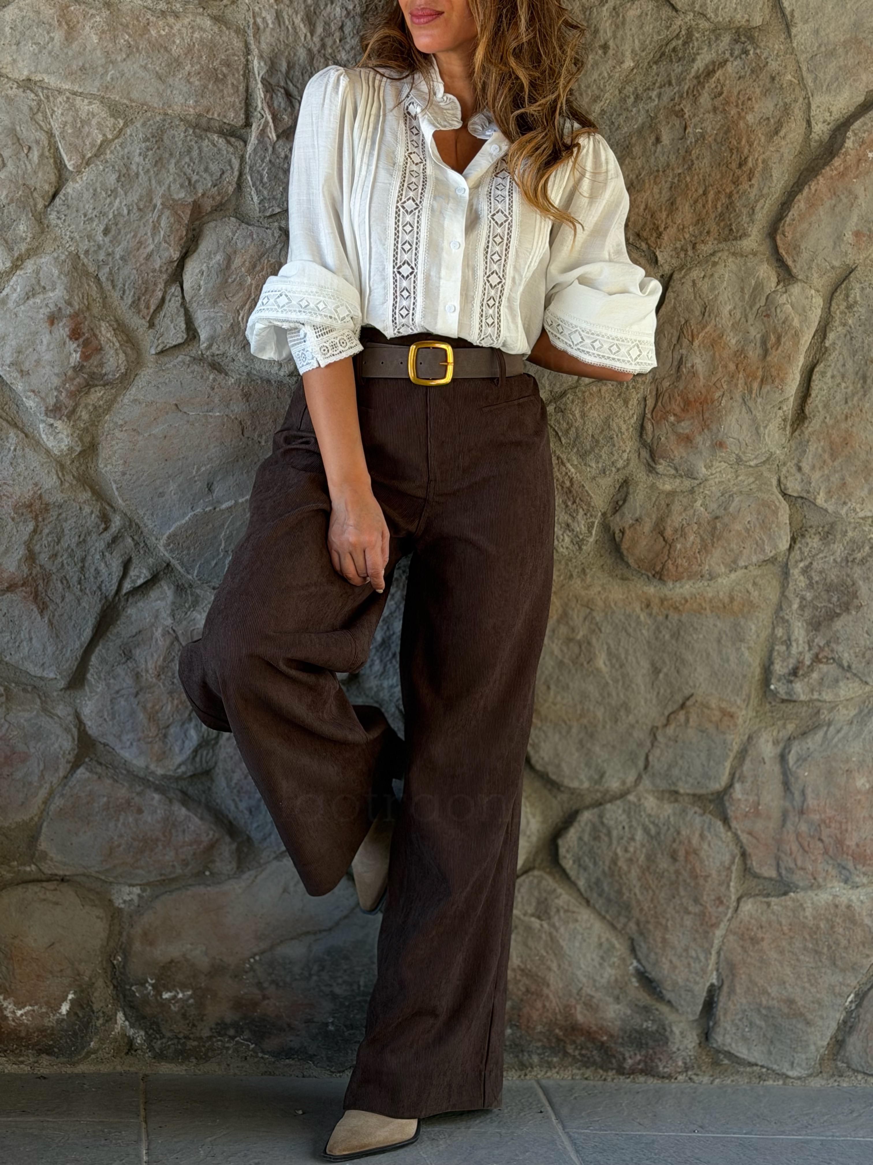 Pantalón Cotele+Cinturón marron
