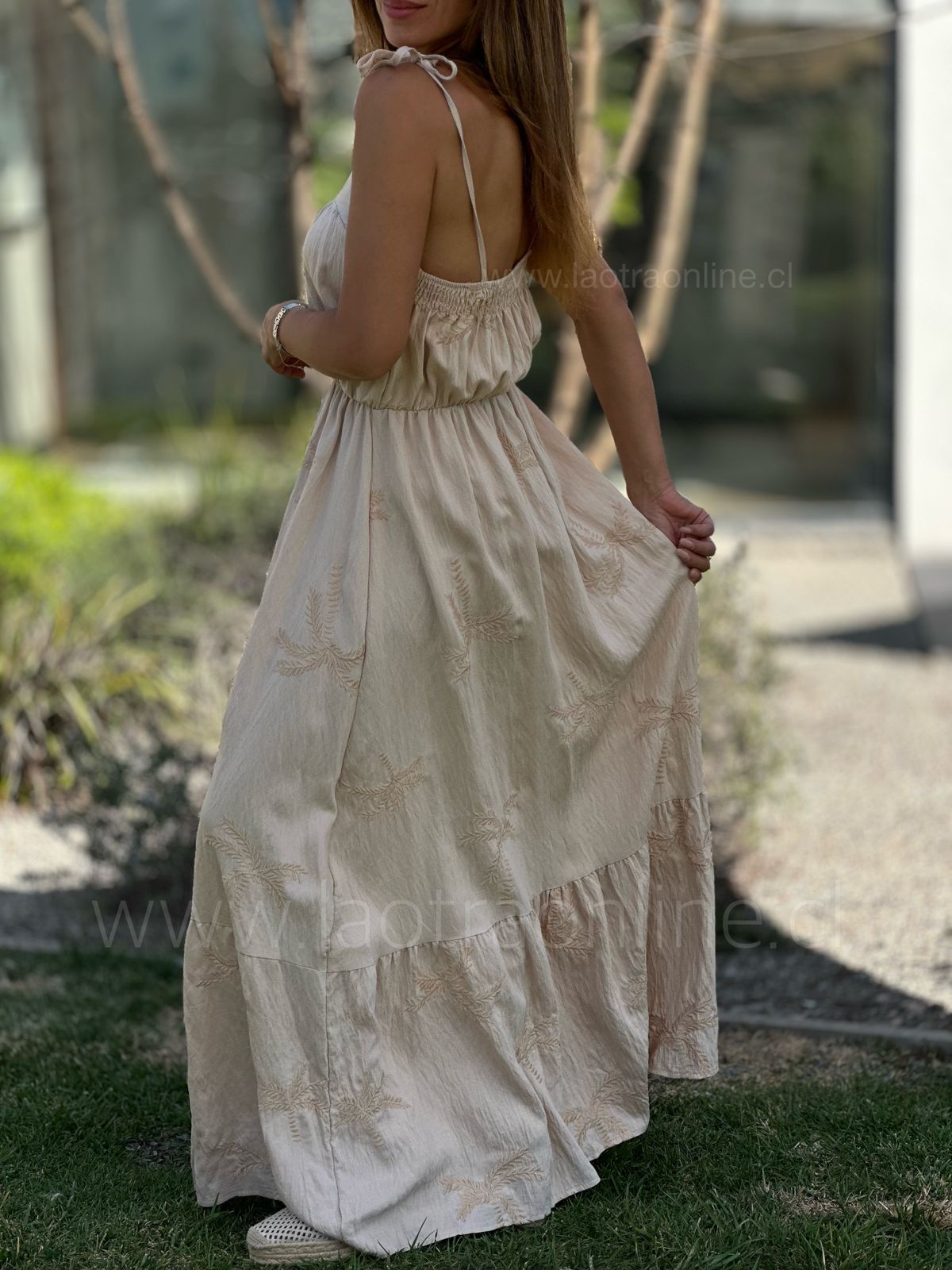 Vestido Palmeras camel