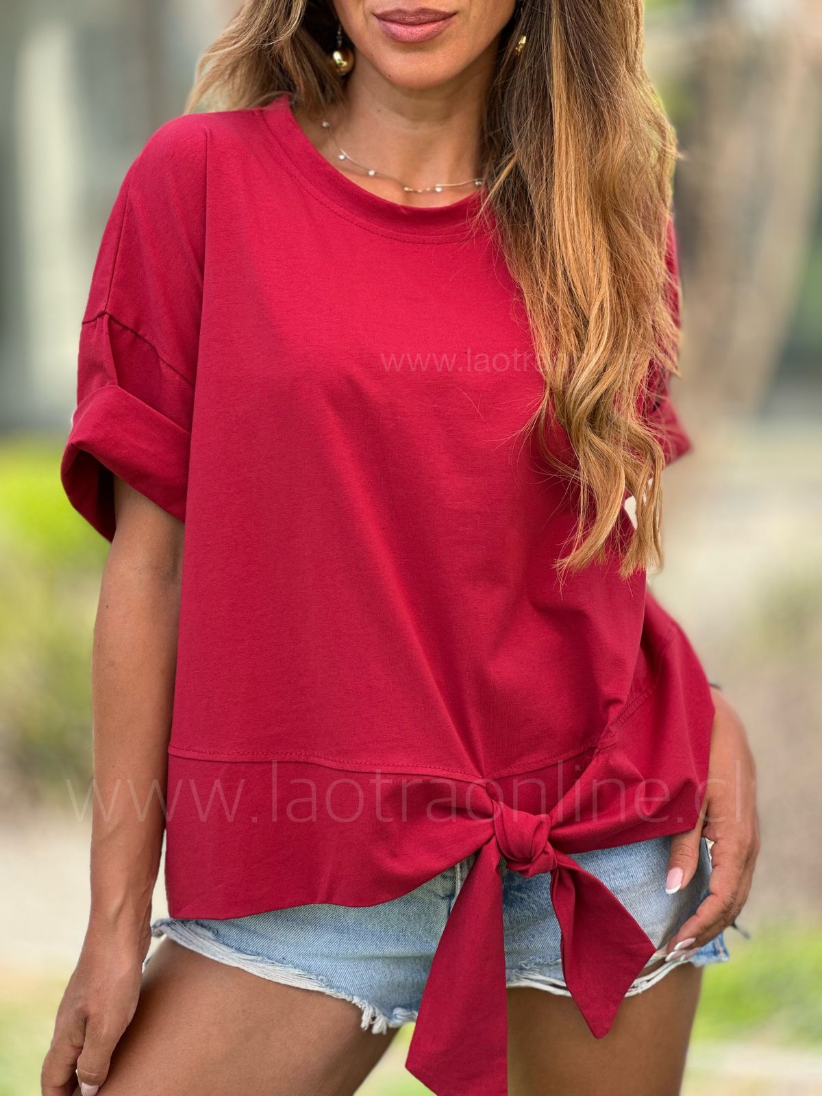 Polera New nudo cherry