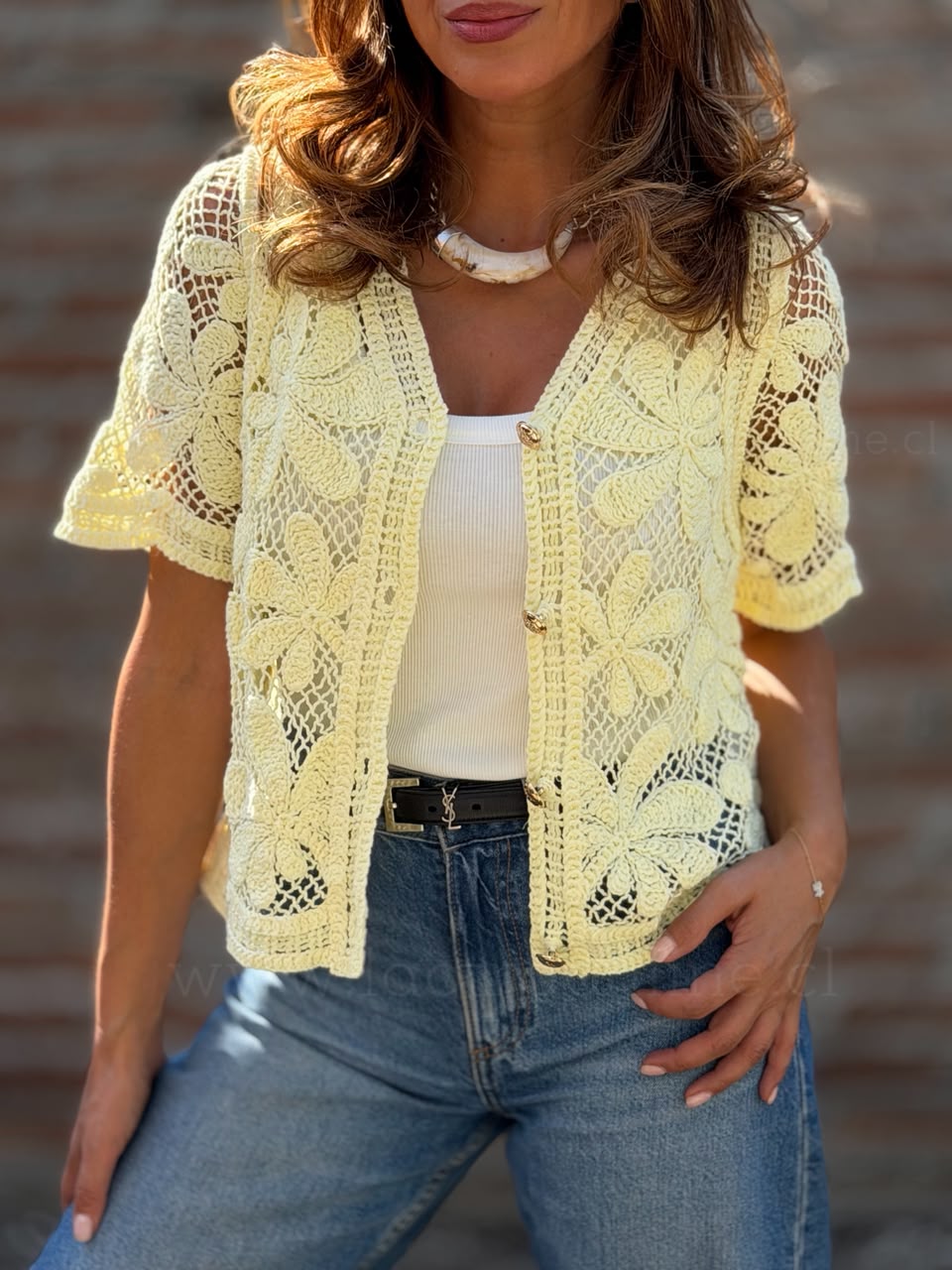 Polera Macramé amarillo