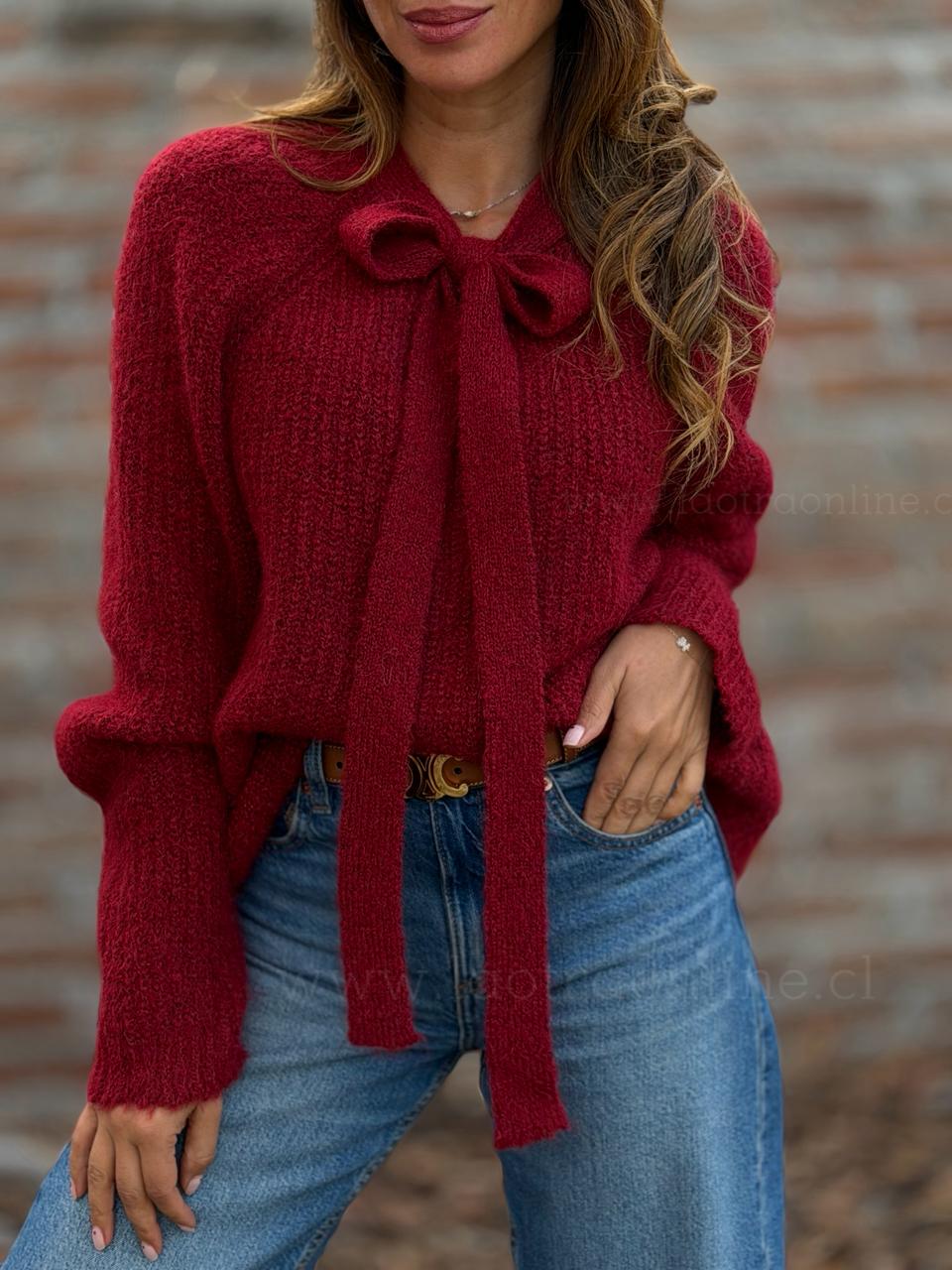 Sweater Corbata extra soft cherry
