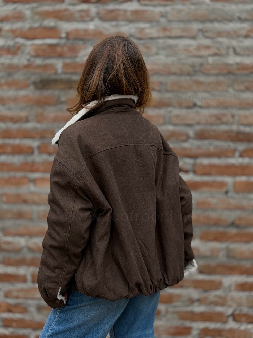 Chaqueta mezclilla piel interior marrón