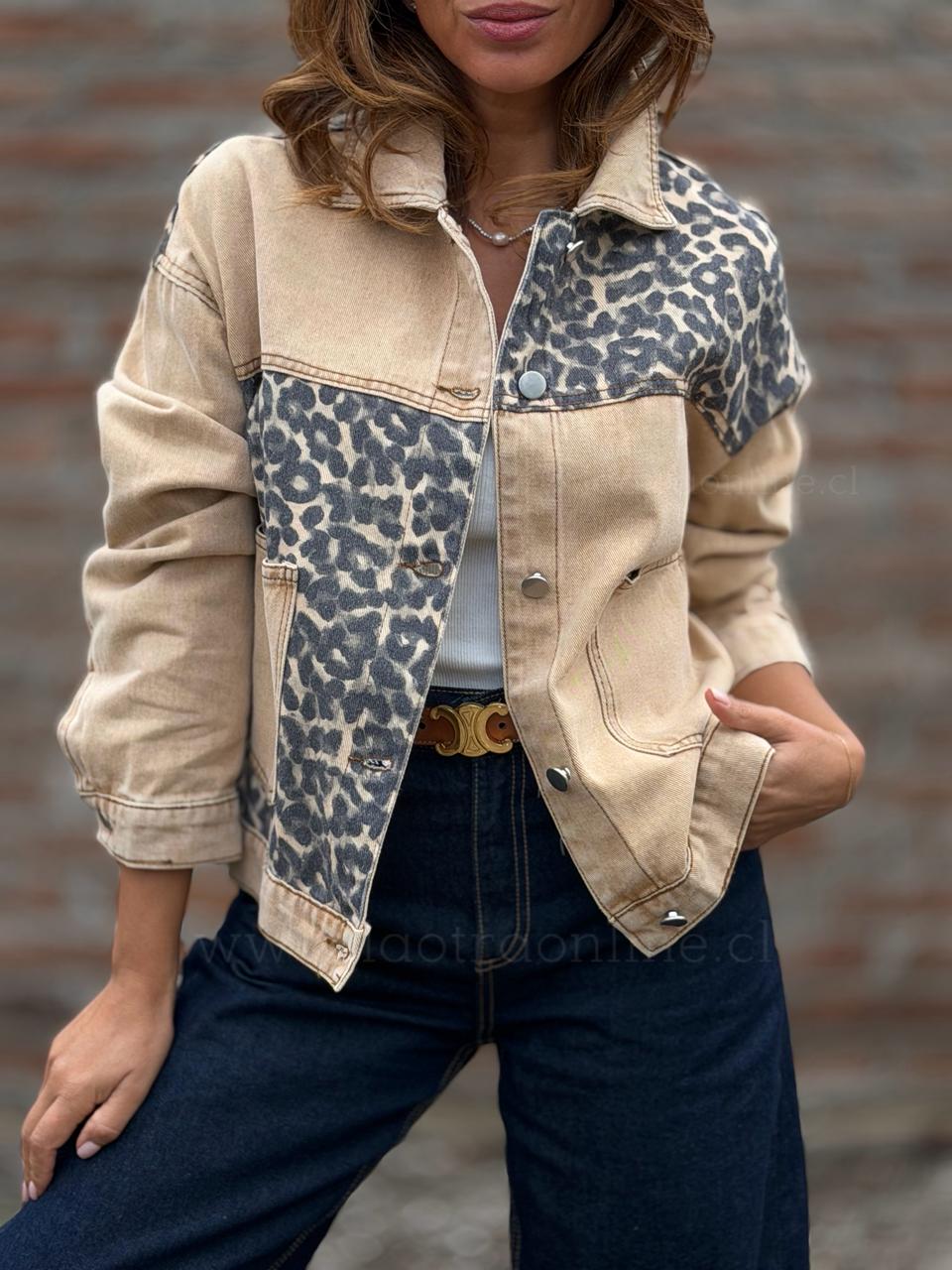 Chaqueta Mezclilla print beige