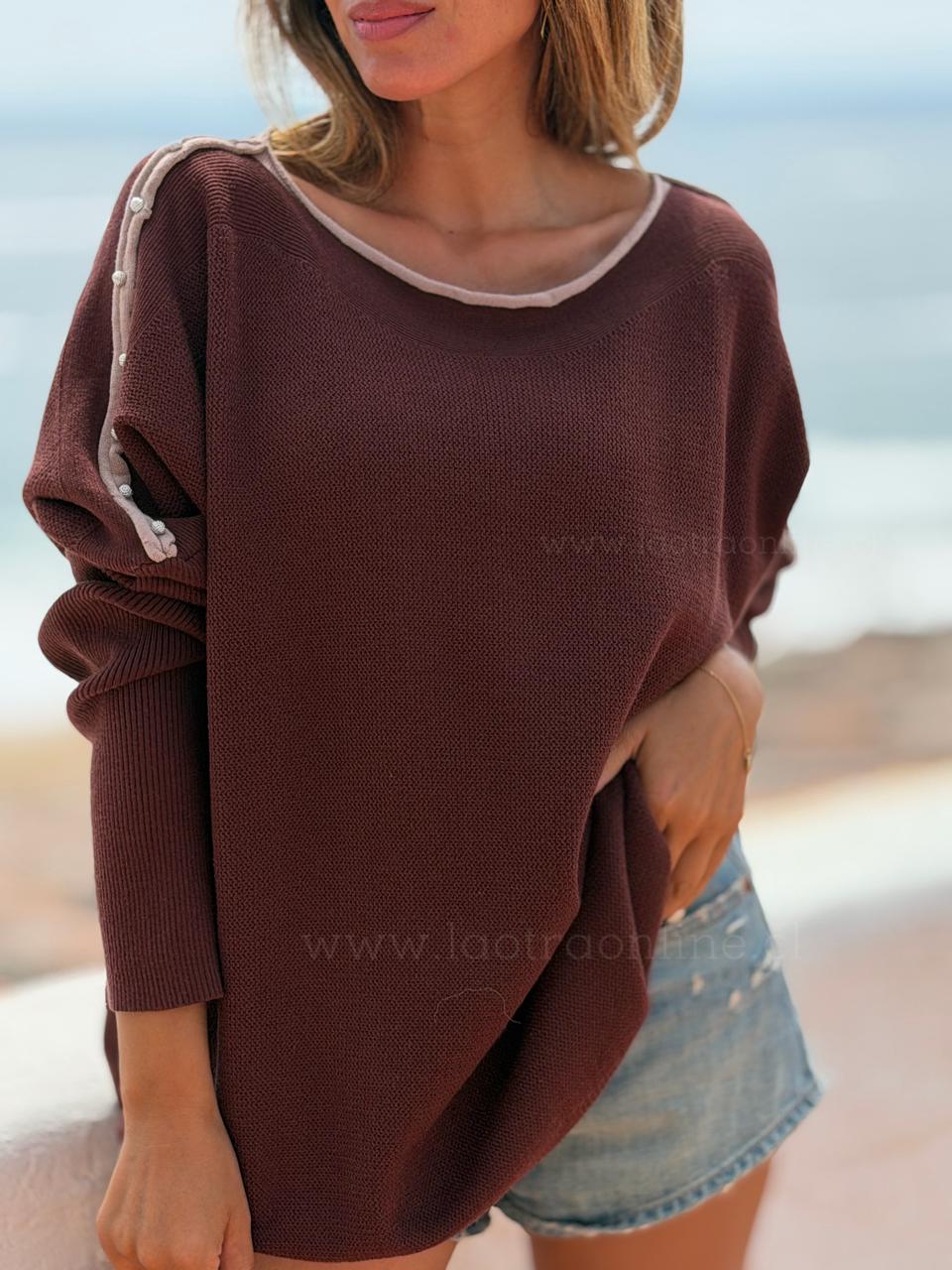 Sweater Ribete choco
