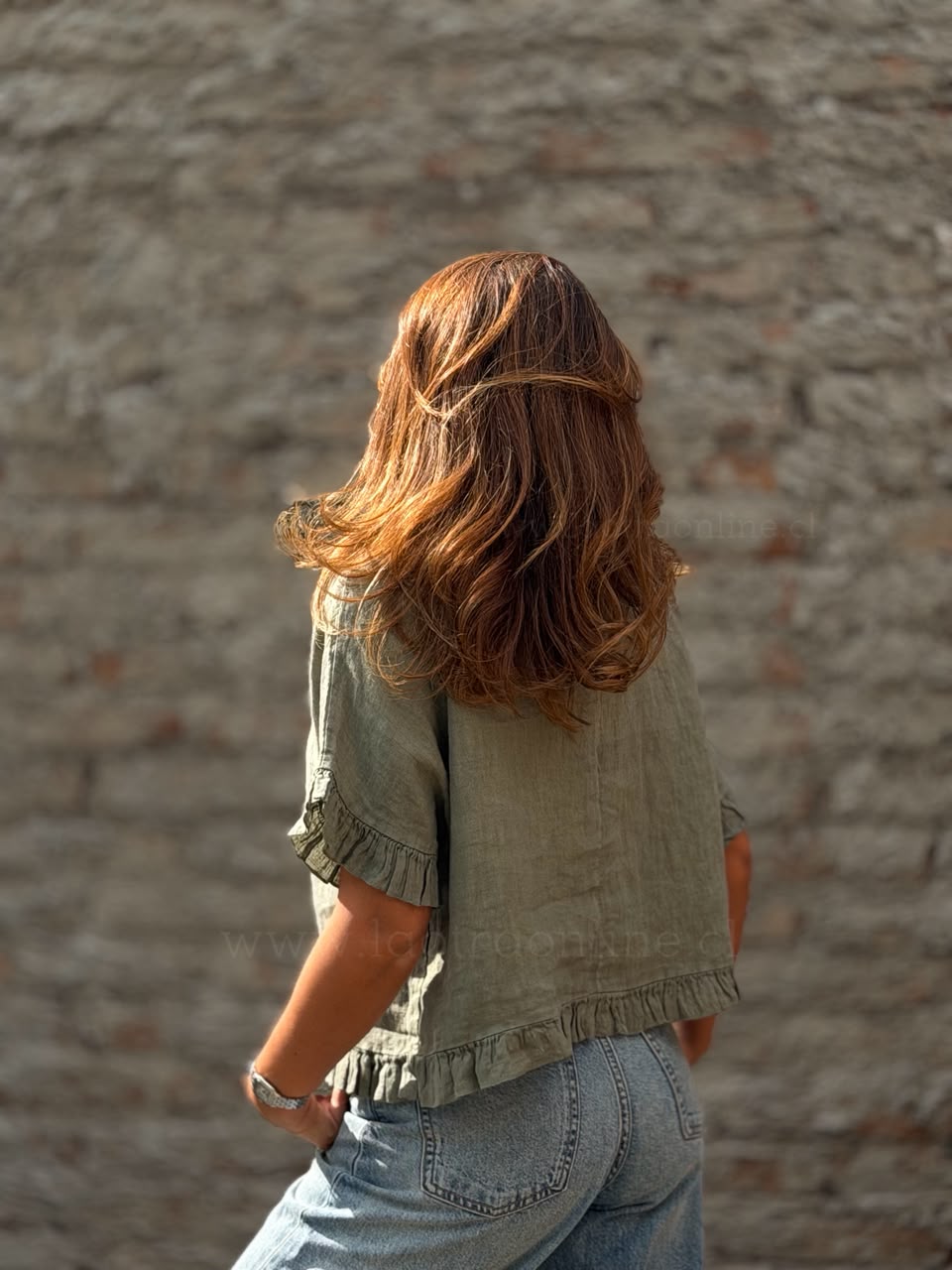 Polera 100%Lino Italiano olivo