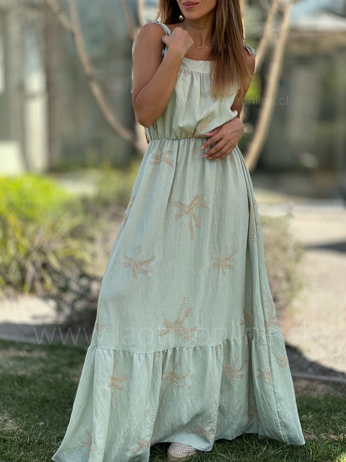Vestido Palmeras menta