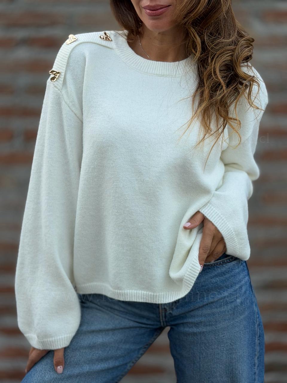 Sweater Corazón dorado crema