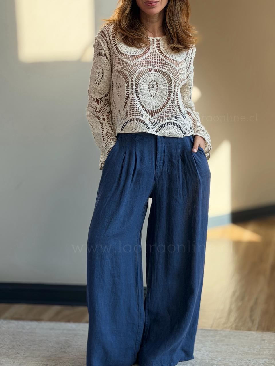 Sastrero puro lino azul