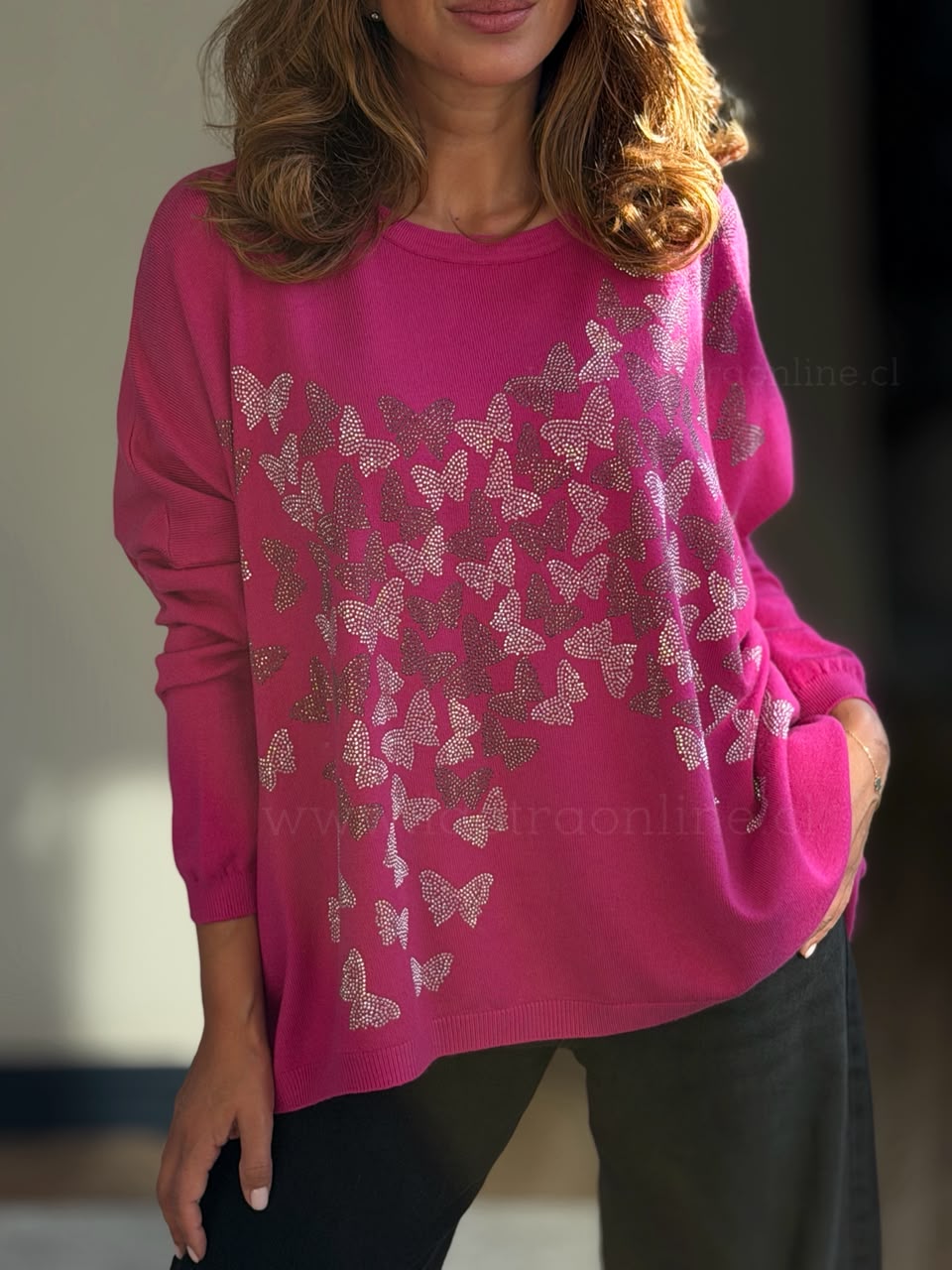 Sweater Mariposas fucsia