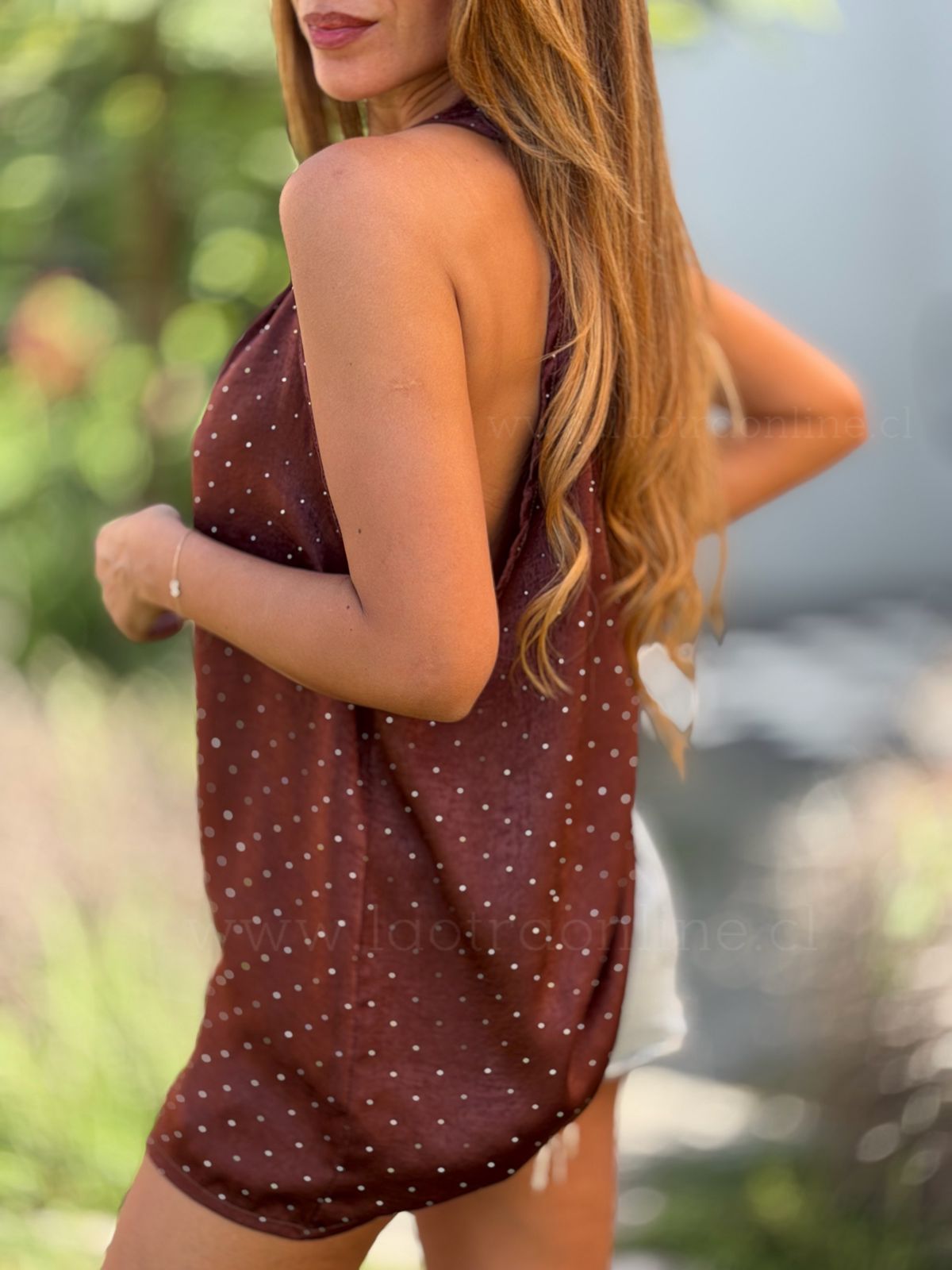 Polera cuello halter choco