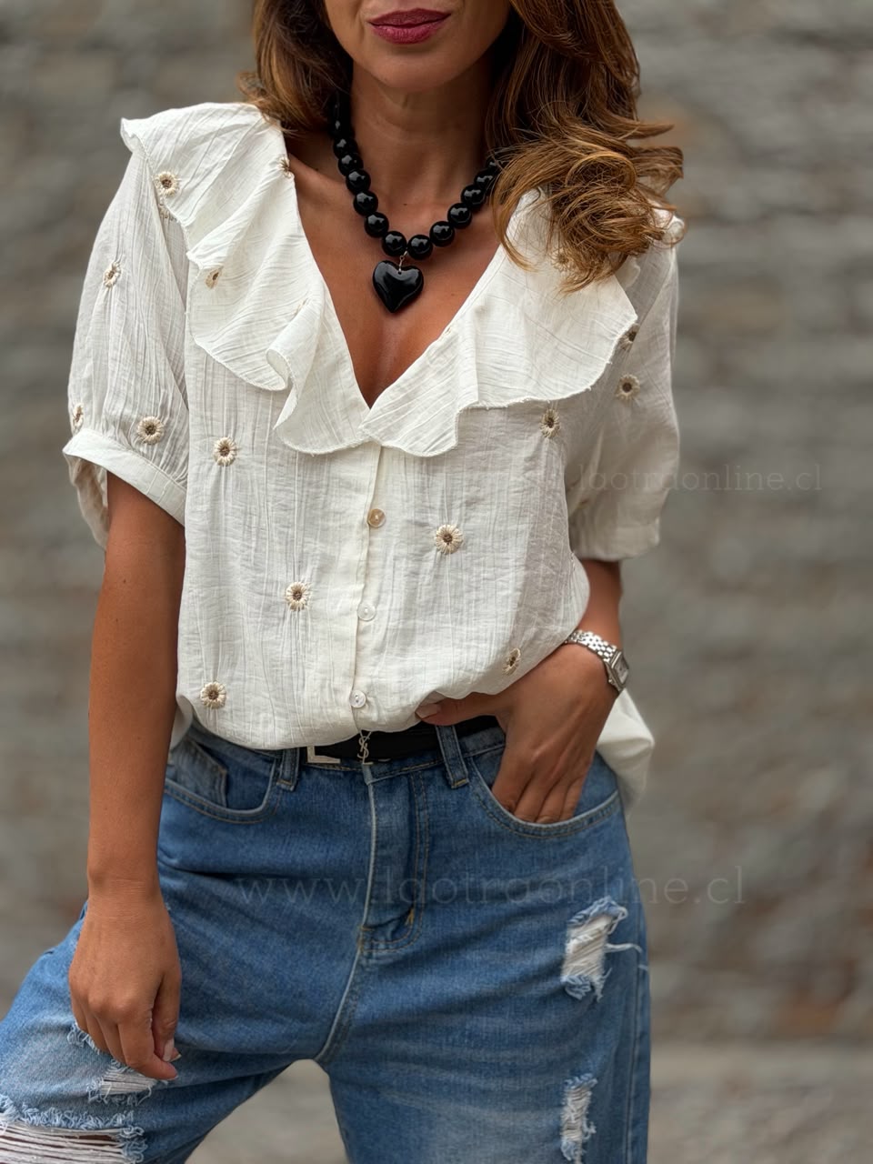 Blusa Girasol bordado blanco