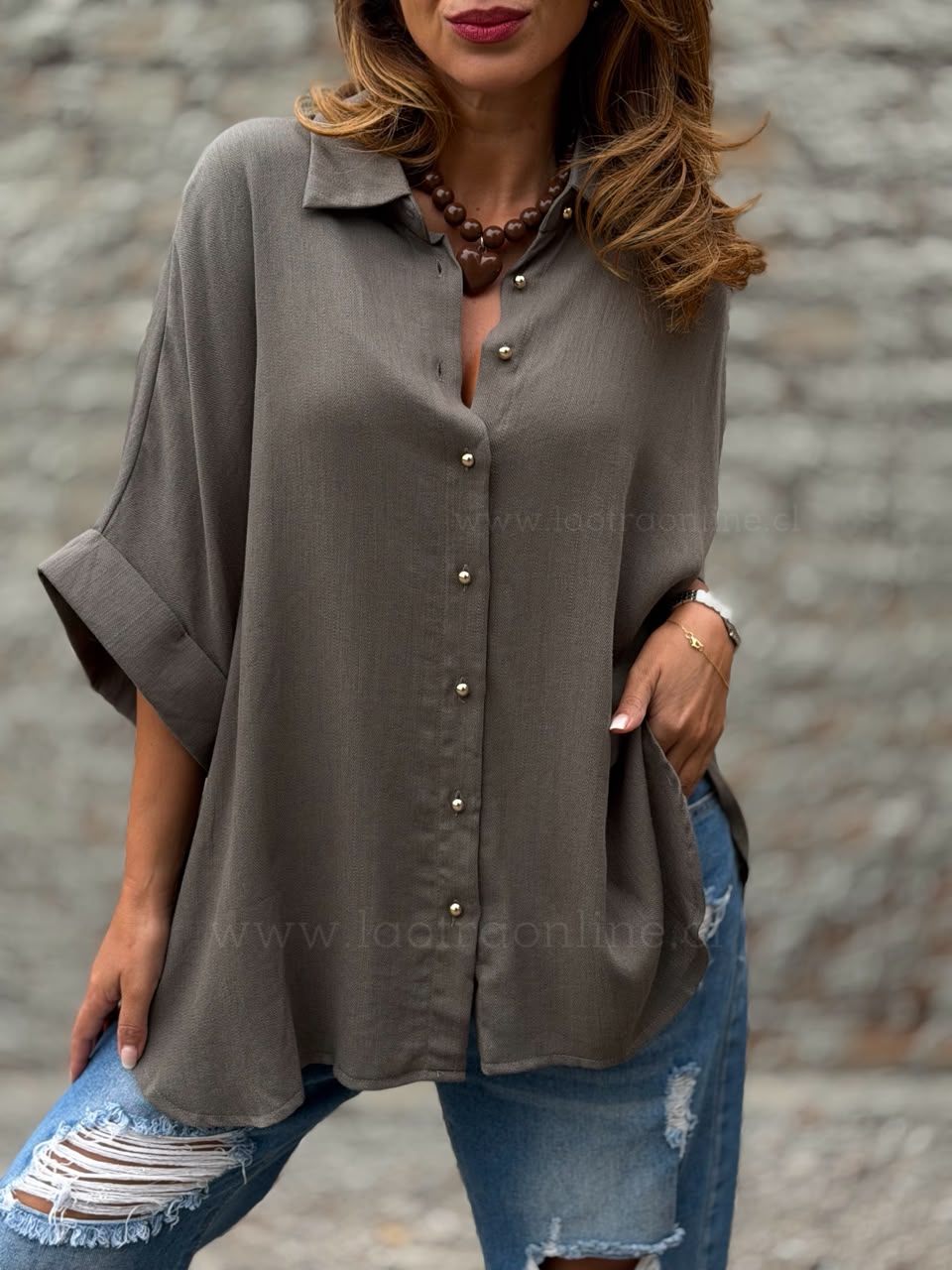 Blusa Imperio olivo/marengo