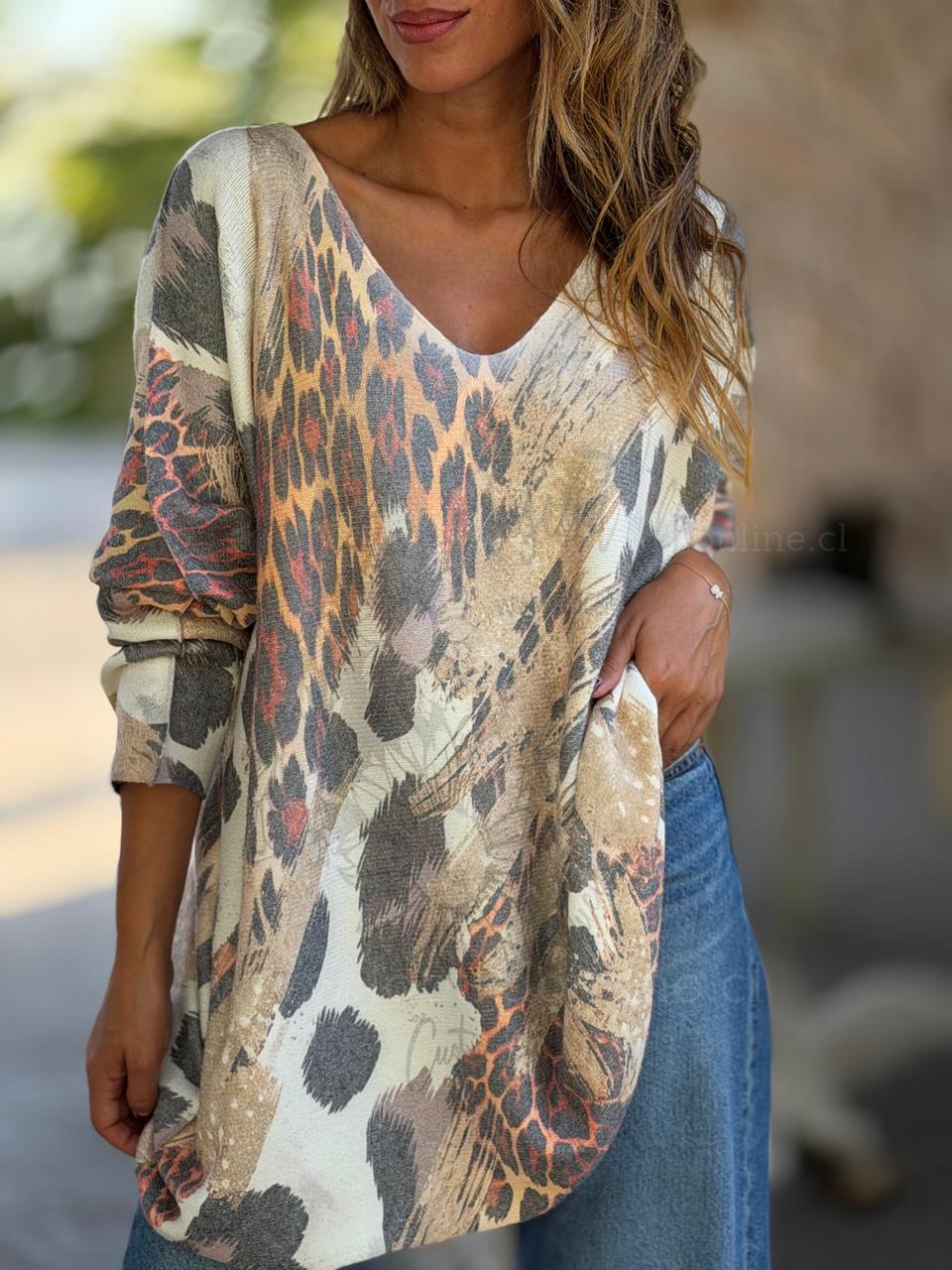 Polera Print camel