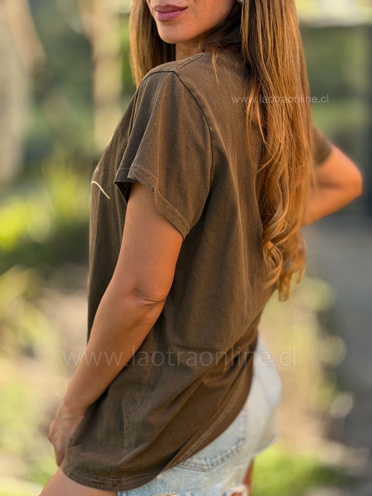 Polera Beautiful choco/olivo