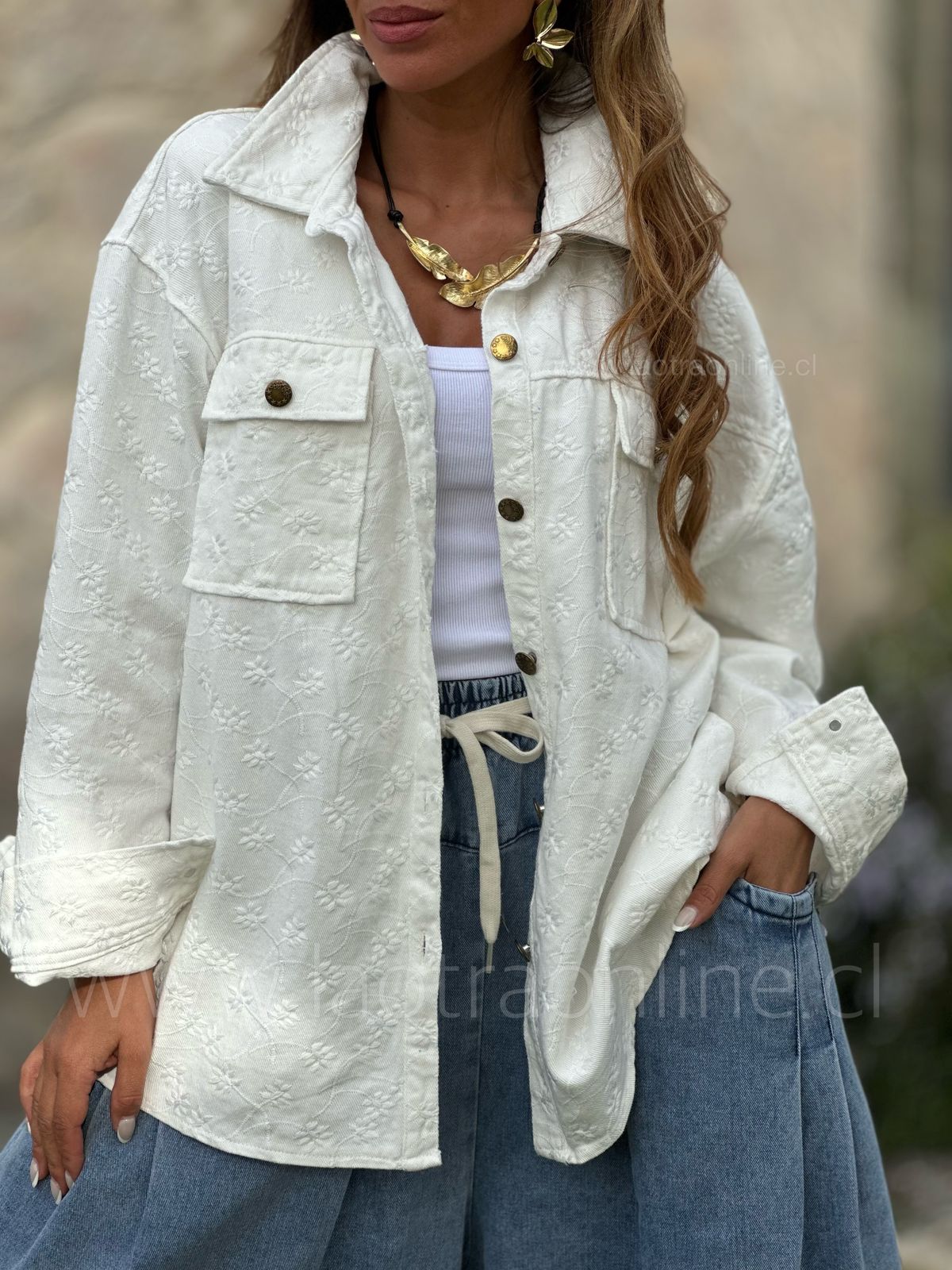Chaqueta Bordada blanco