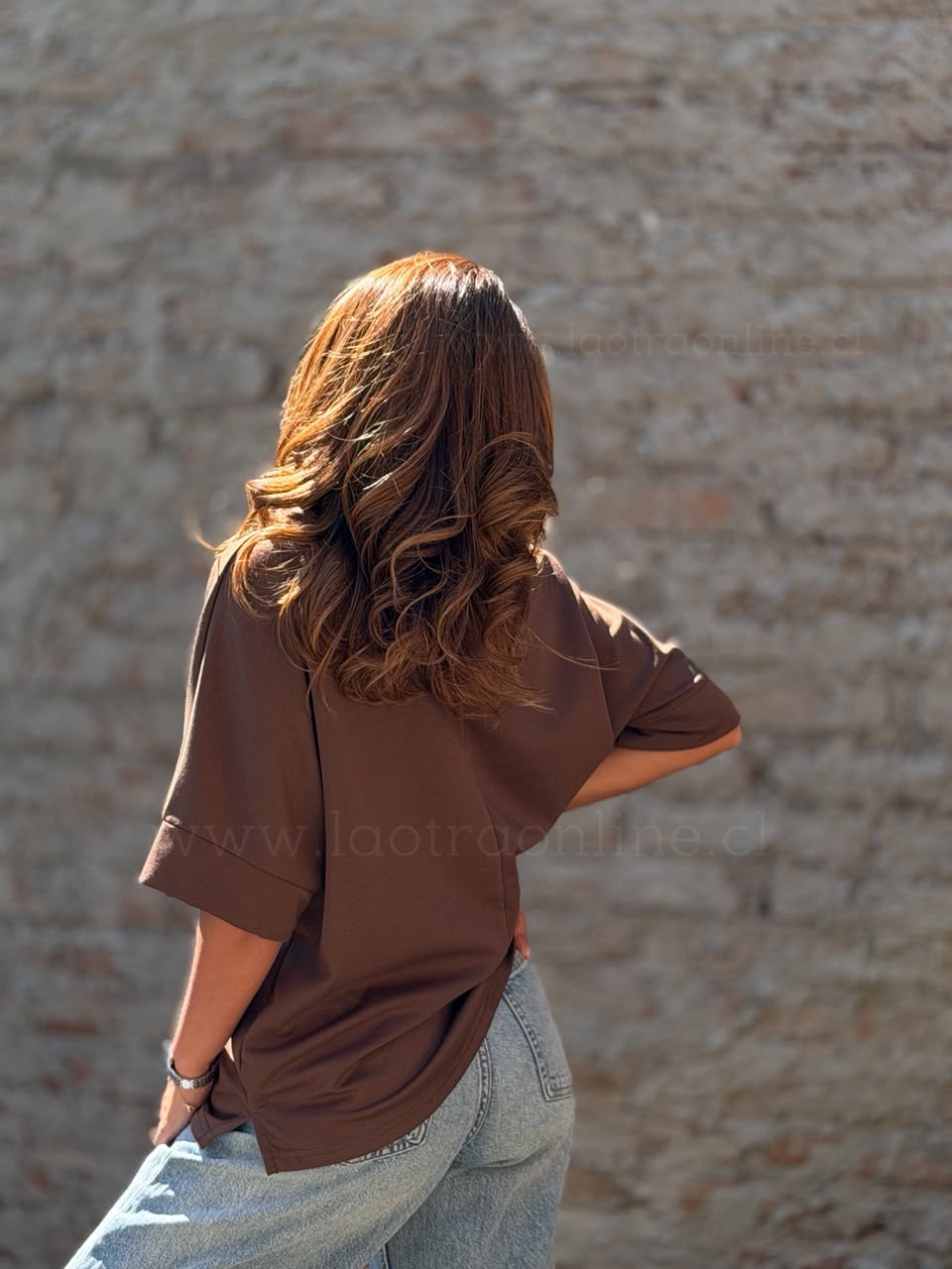 Polera maxi Flor marrón