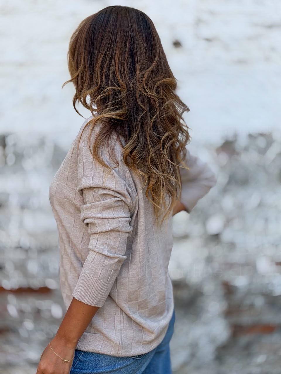 Sweater Mini Cuadros arena