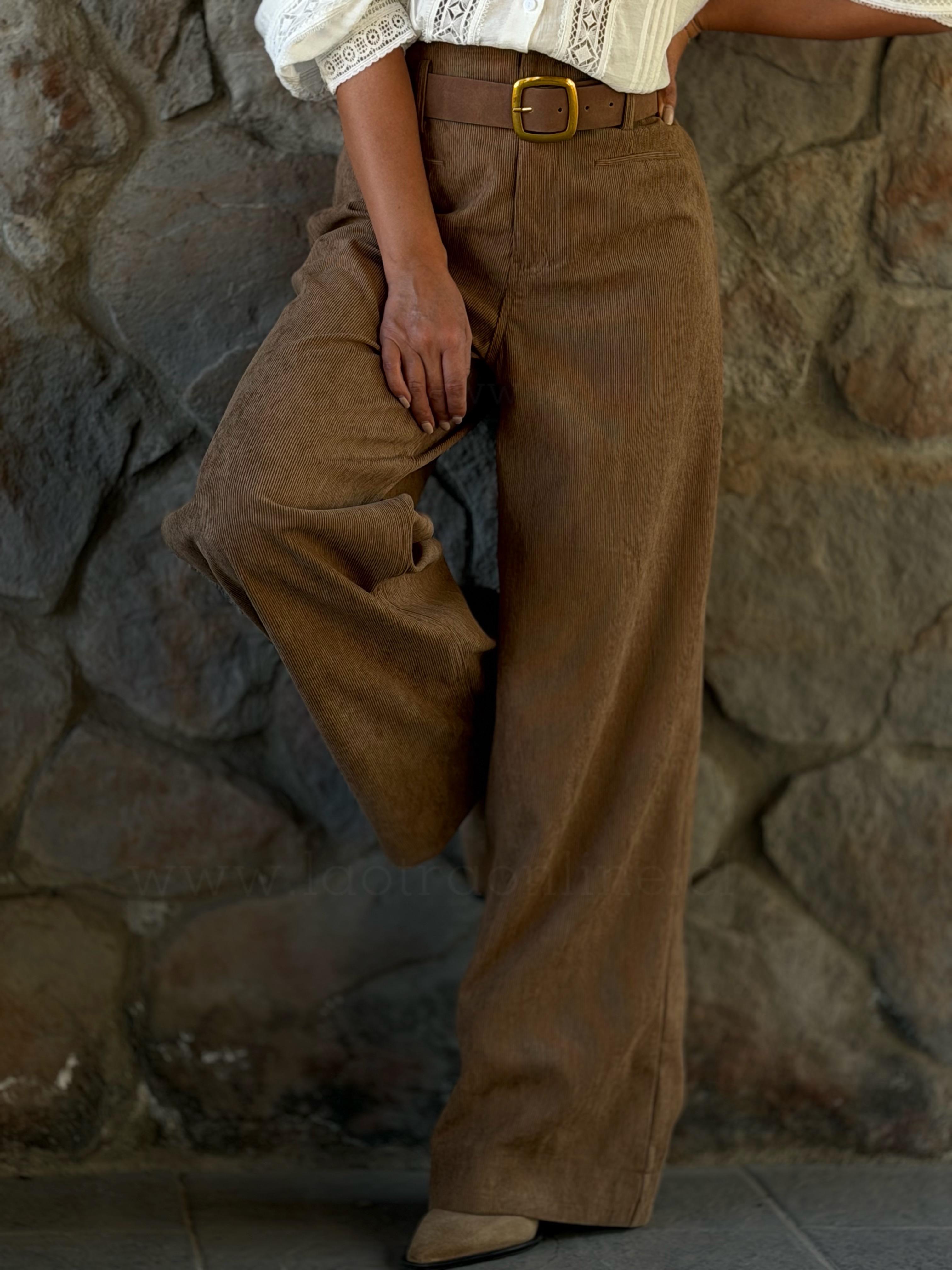 Pantalón Cotele+Cinturón camel