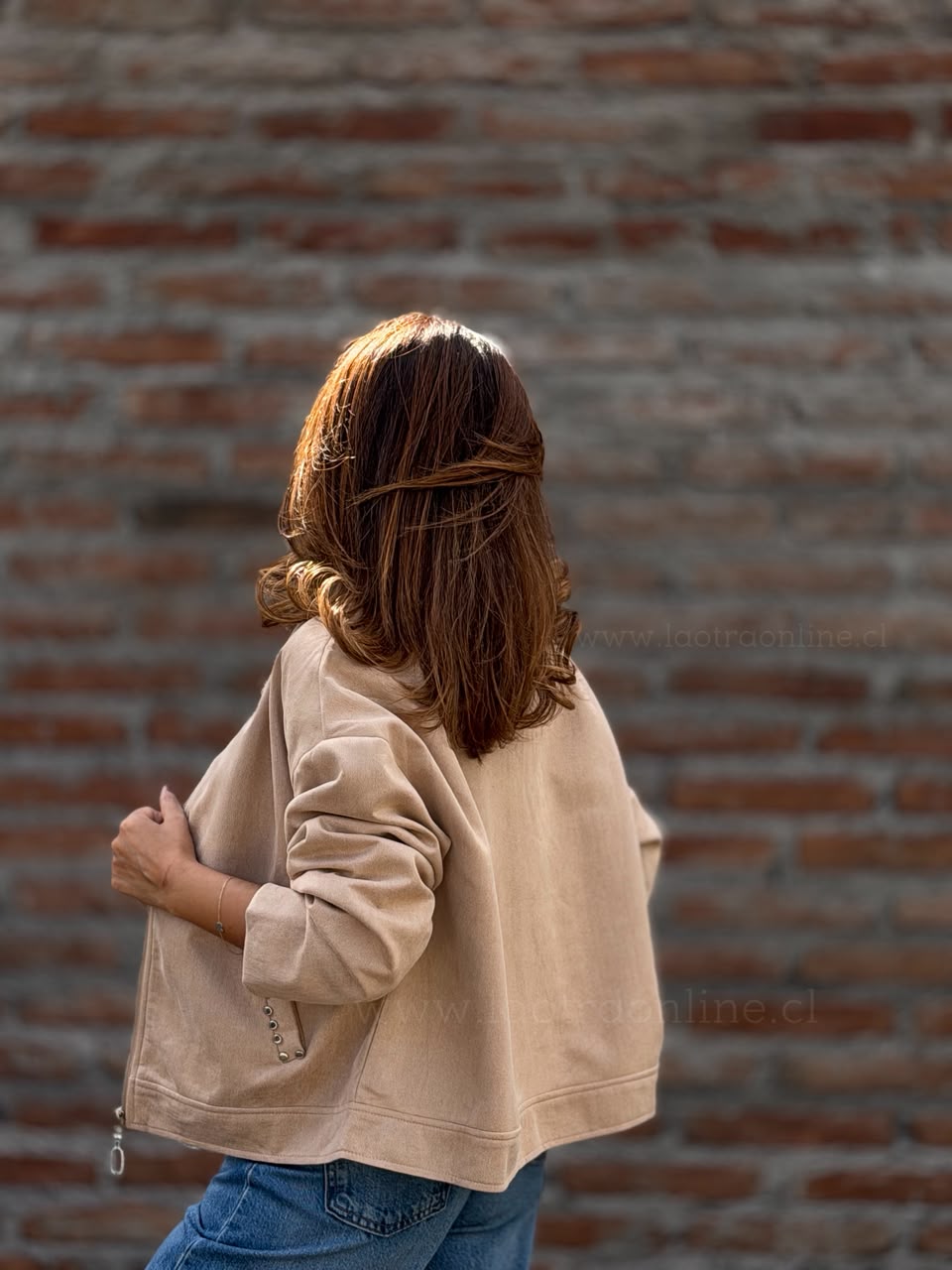 Chaqueta Cuello tacha caramelo
