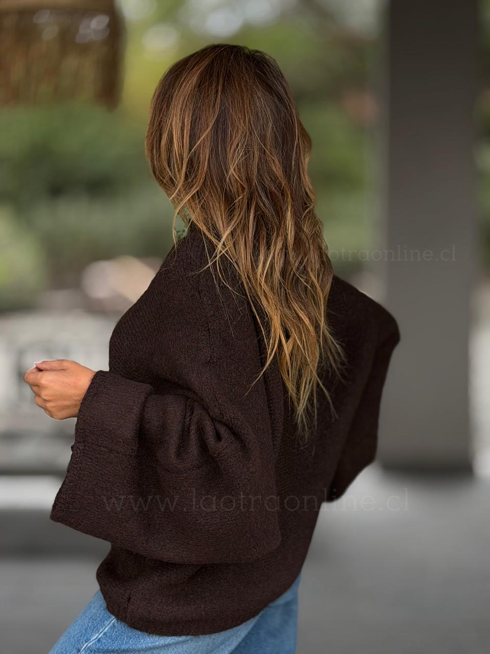 Sweater manga kimono marrón oscuro